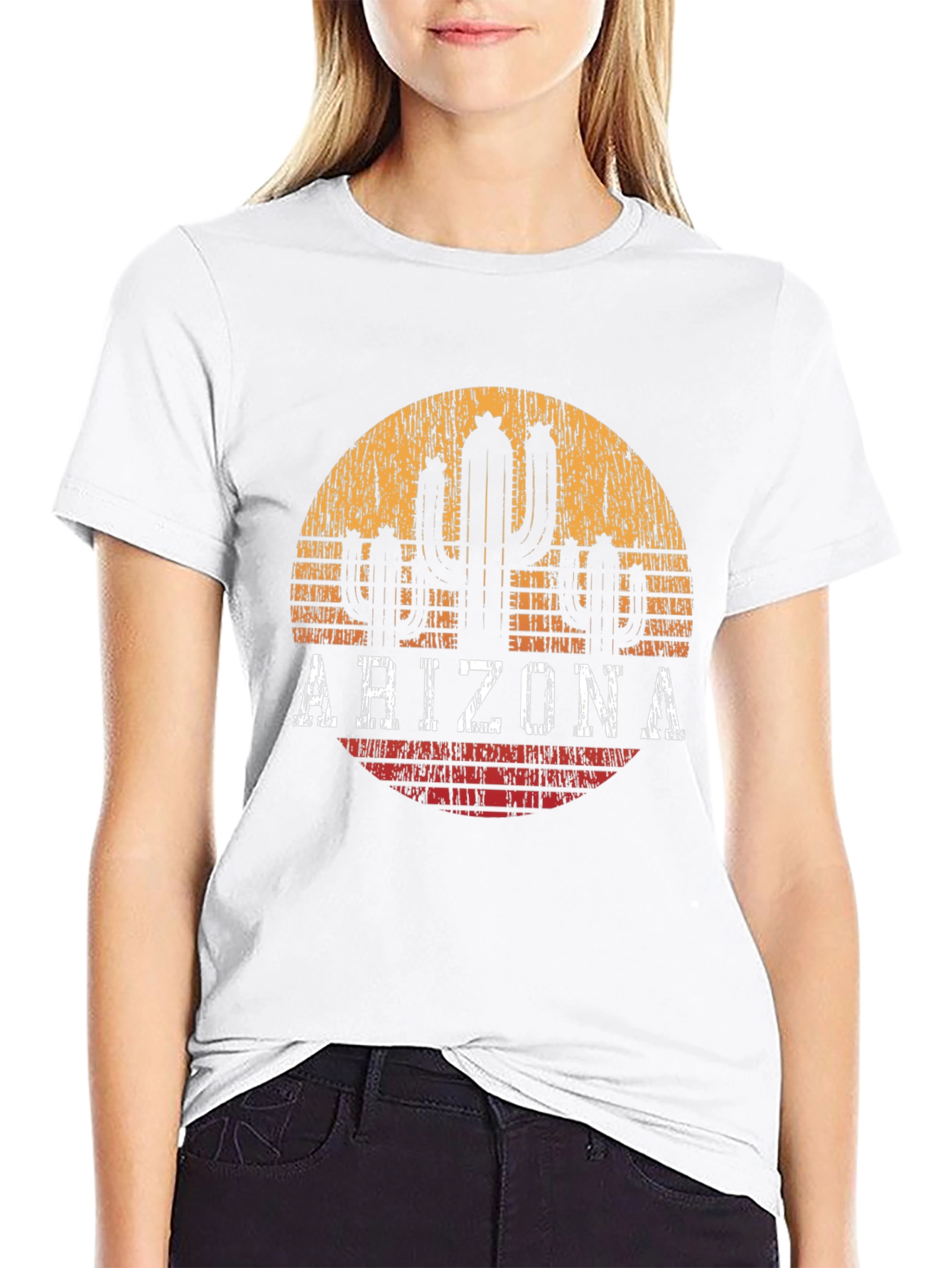 Black Arizona Cactus Graphic Tee - Distressed Desert Style T-Shirt view 9