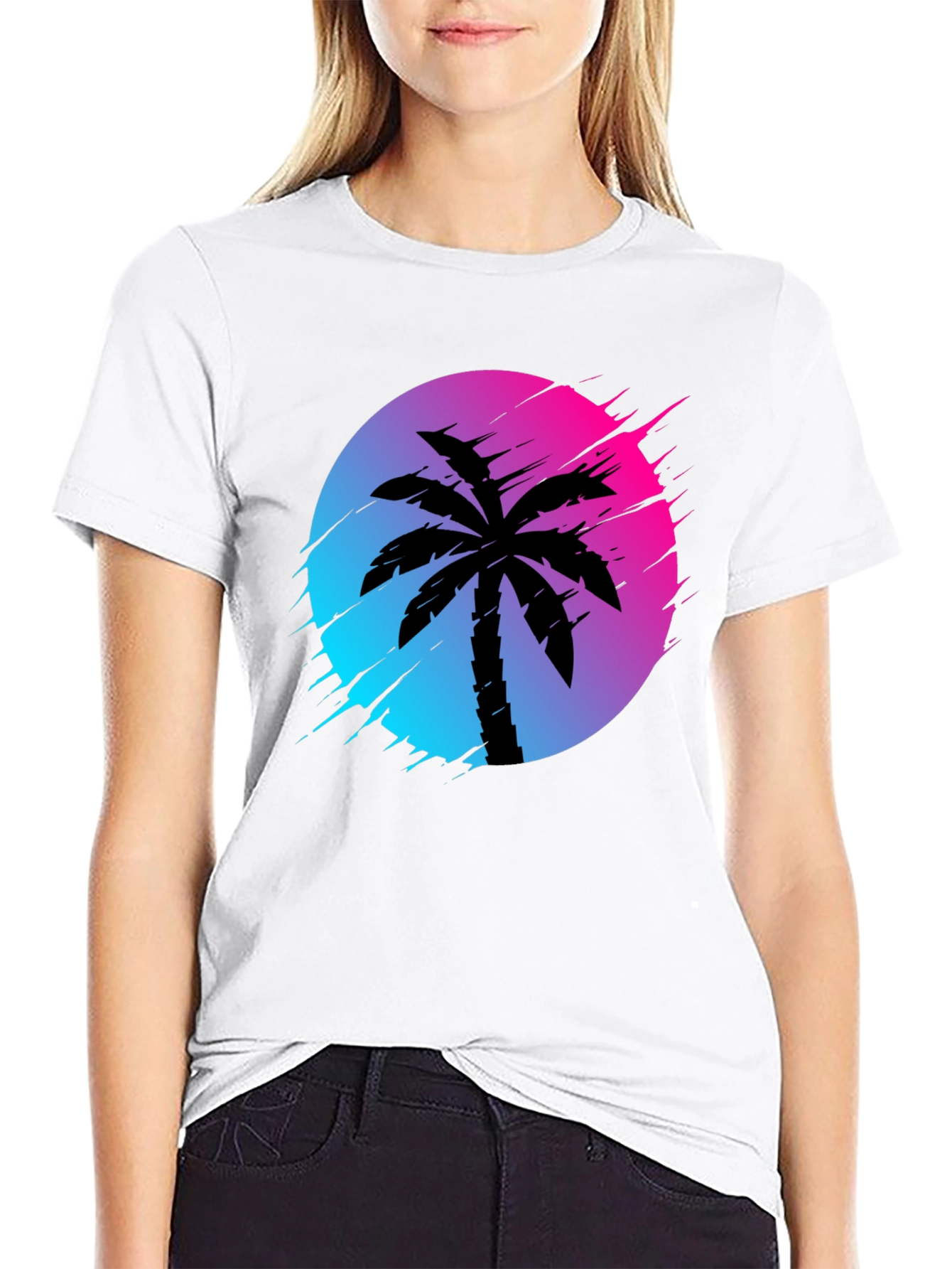 Black Retro Palm Tree Graphic Tee - Black view 9