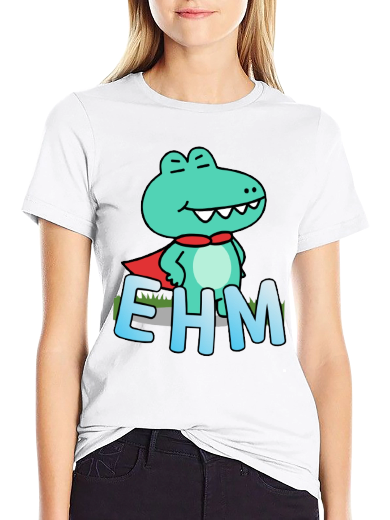 Black Funny Cartoon Crocodile EHM T-Shirt view 9
