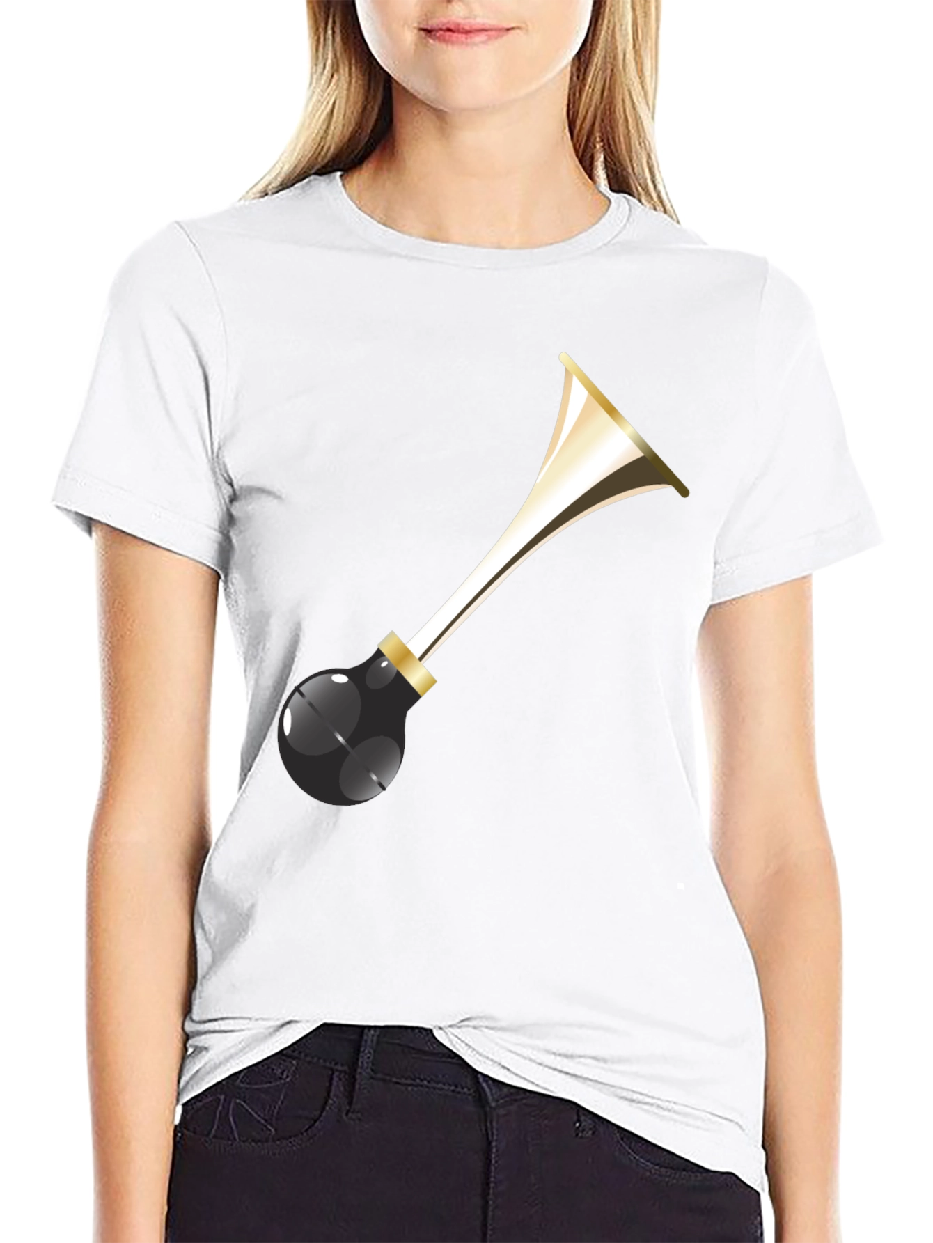 Black Party Horn Graphic Tee - Black Cotton T-Shirt view 9