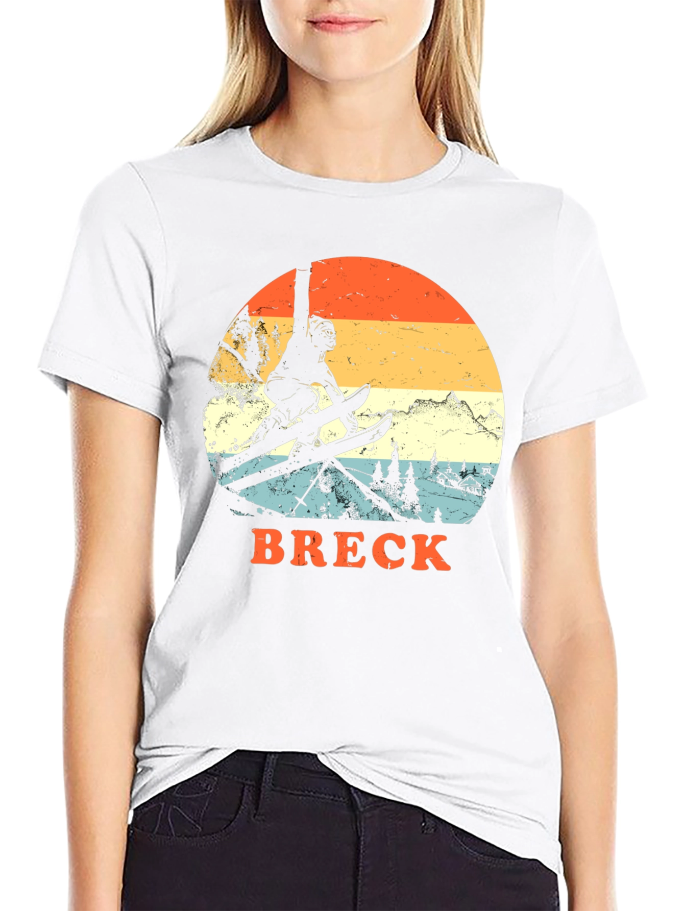 Black Vintage Breck Skiing T-Shirt view 9