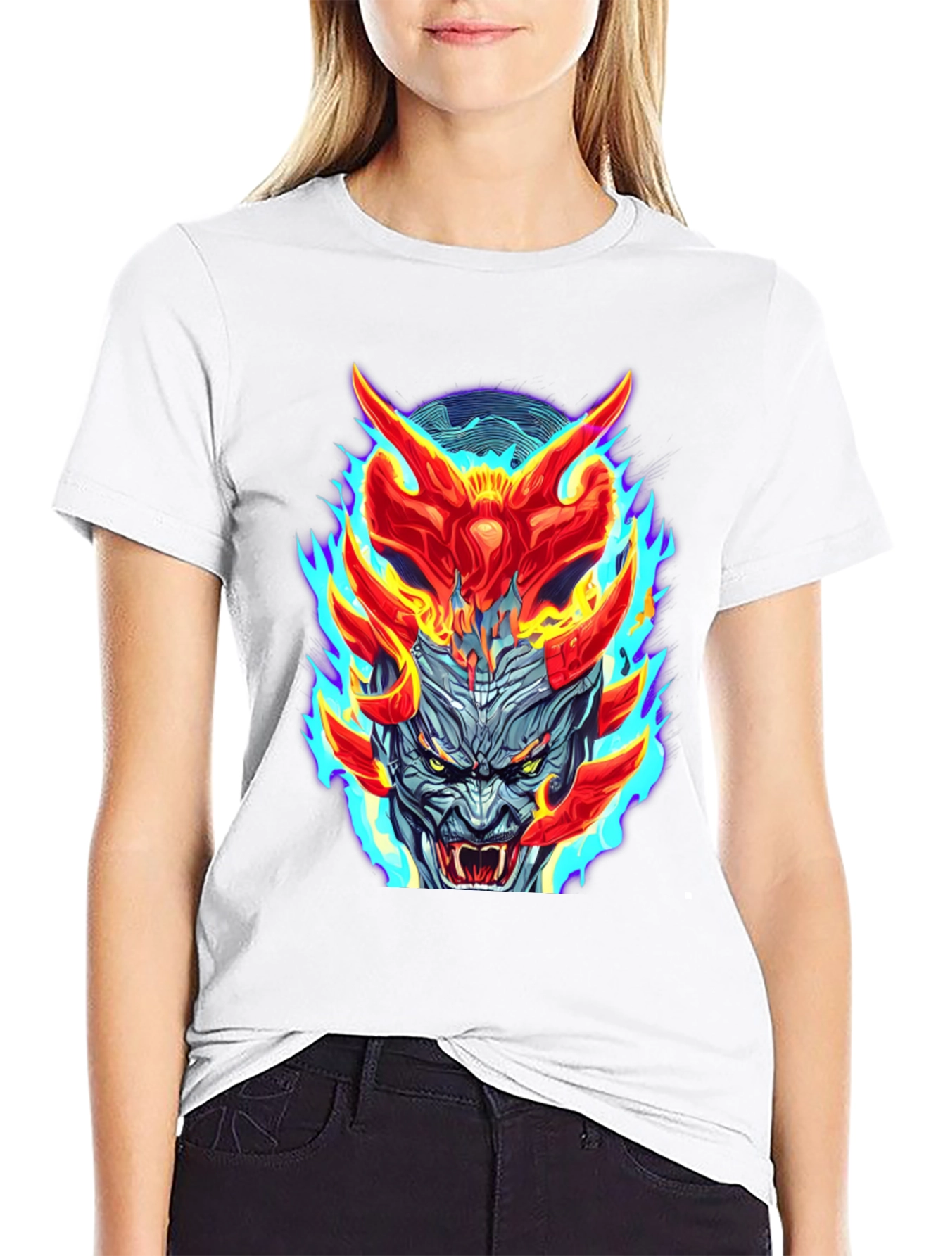 Black Fiery Demon Graphic Tee - Black view 9