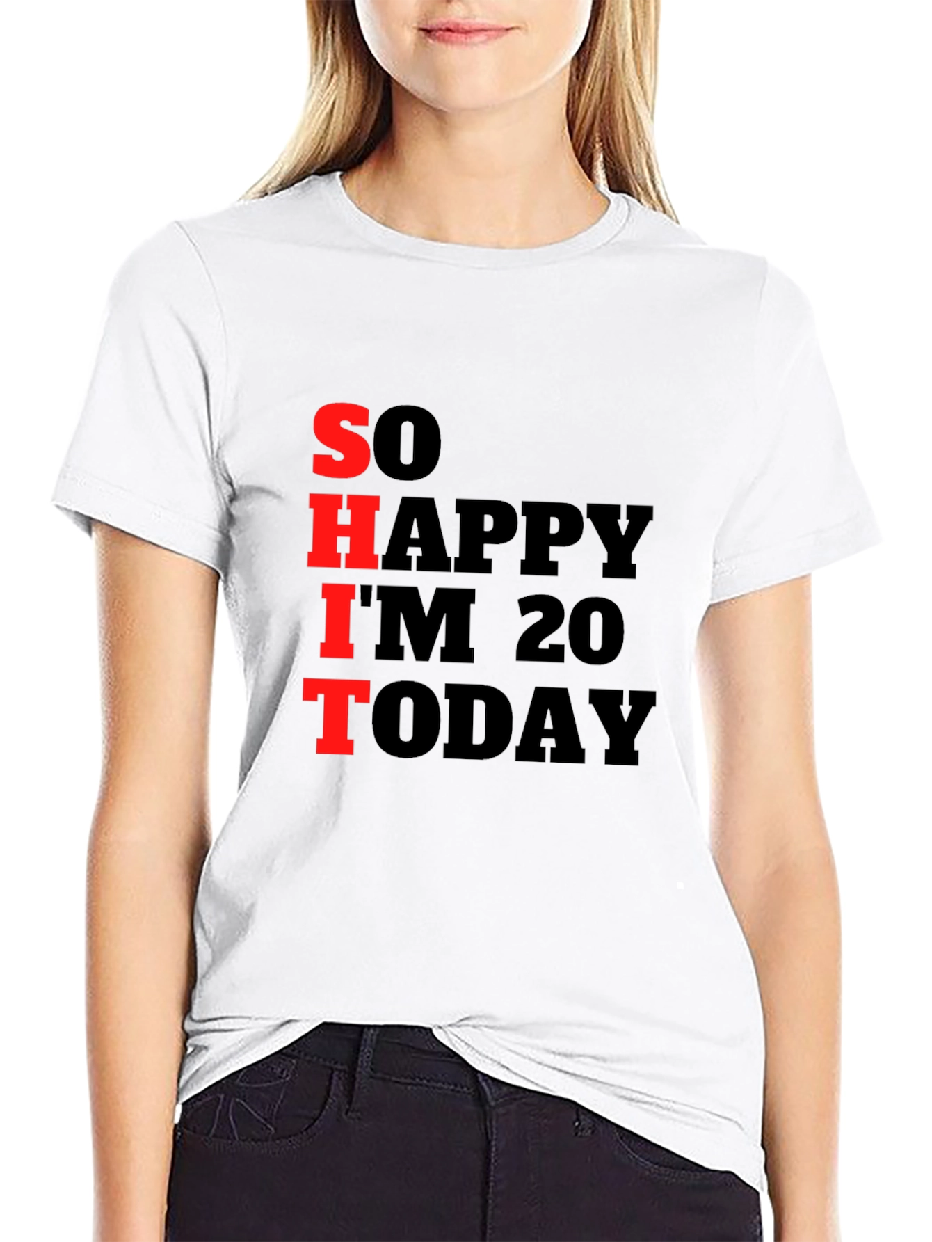 Black Funny 20th Birthday T-Shirt: "So Happy I'm 20" view 9