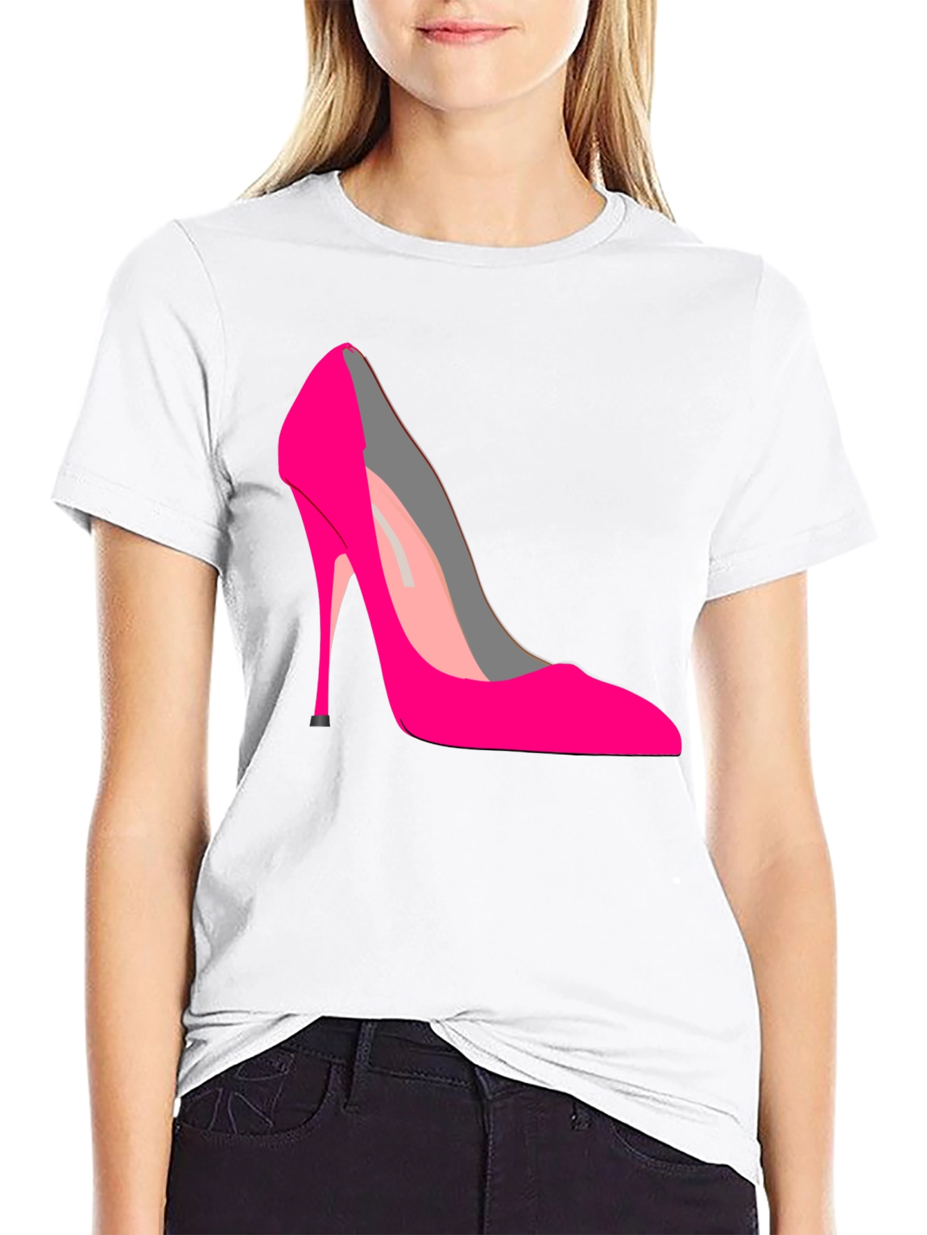 Black Hot Pink High Heel Graphic Tee view 9