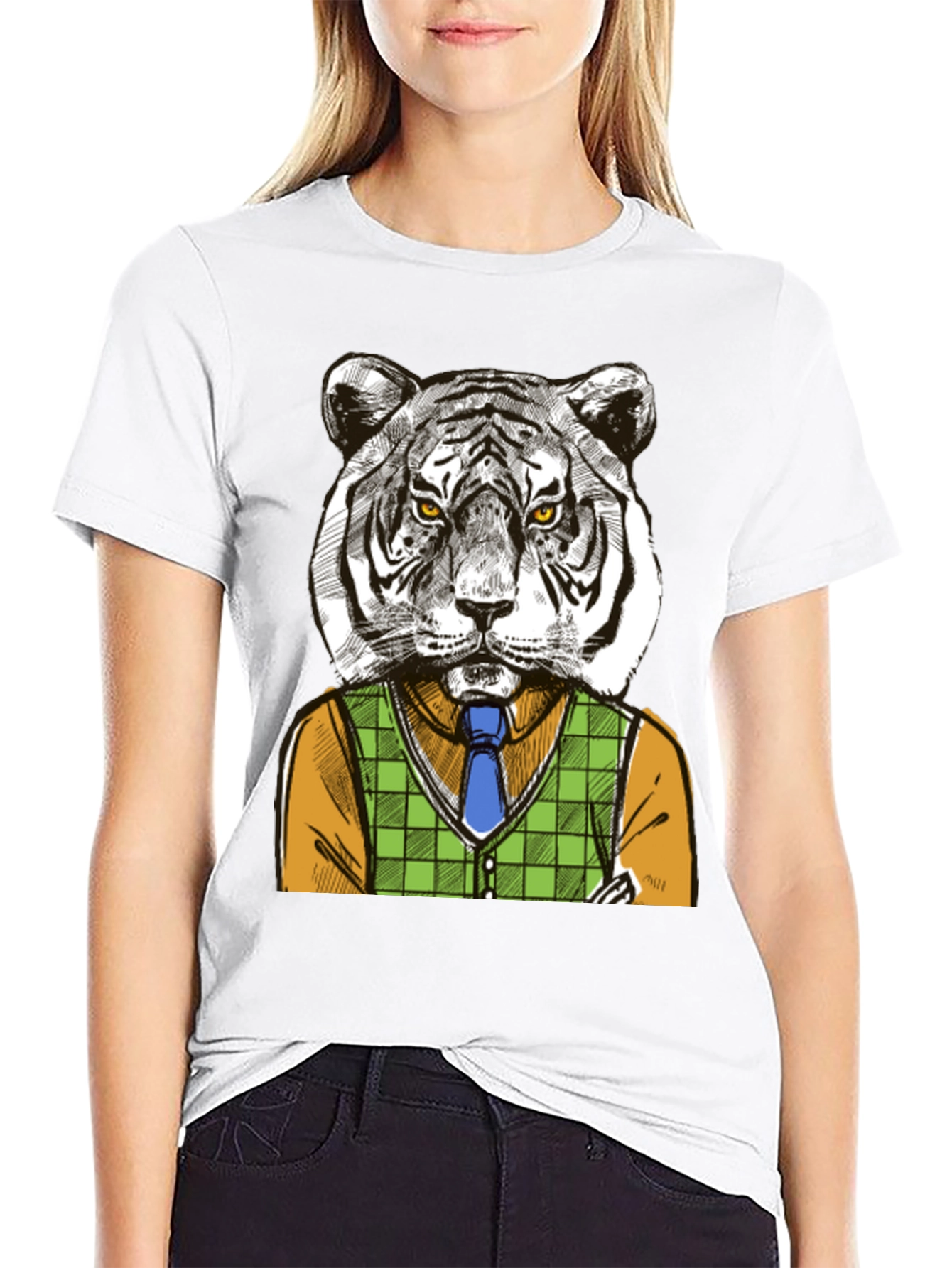 Black Tiger Gentleman Graphic T-Shirt - Cool Animal Design view 9