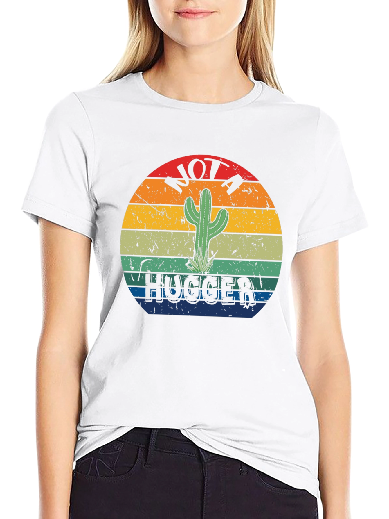 Black Not A Hugger Cactus Graphic Tee view 9