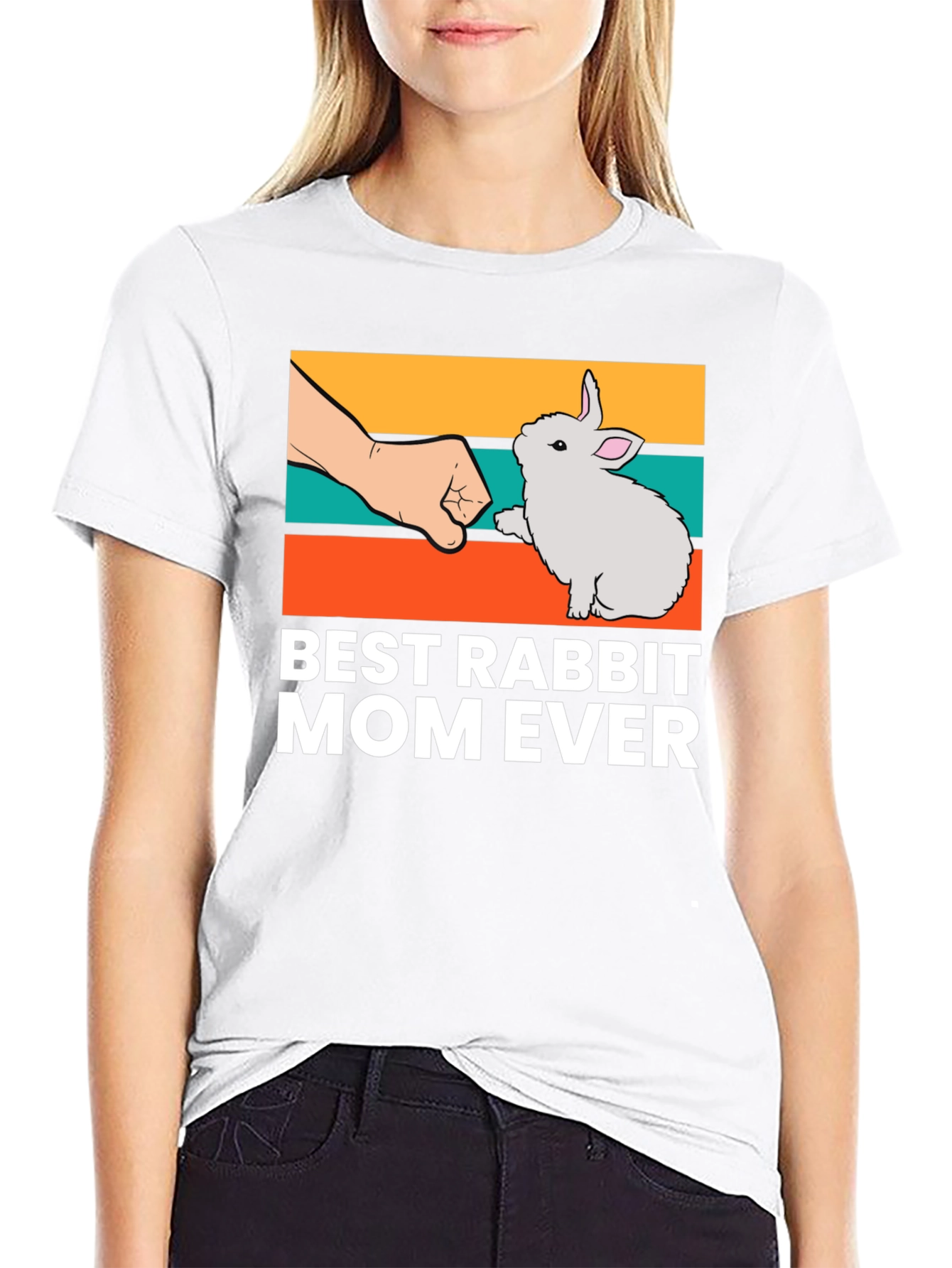 Black Best Rabbit Mom Ever T-Shirt, Cute Bunny Tee view 9