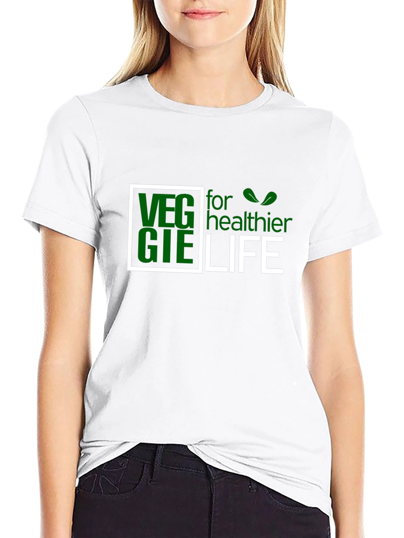 Black Veggie for Healthier Life Black T-Shirt view 9