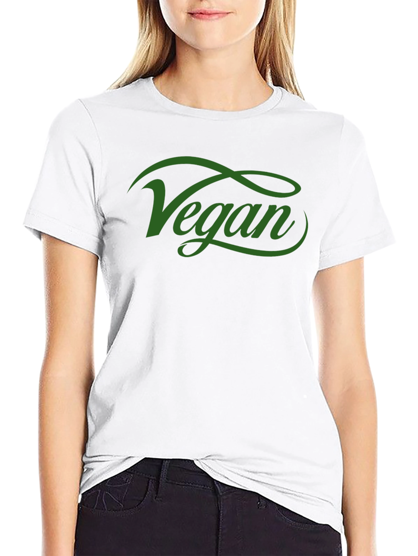 Black Vegan Script Tee - Stylish Black T-Shirt view 9