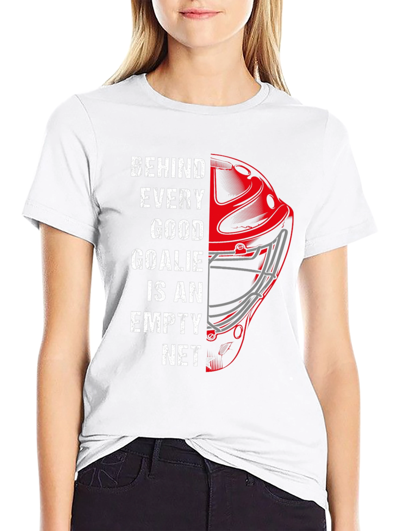 Black Funny Hockey Goalie T-Shirt - Empty Net Design view 9