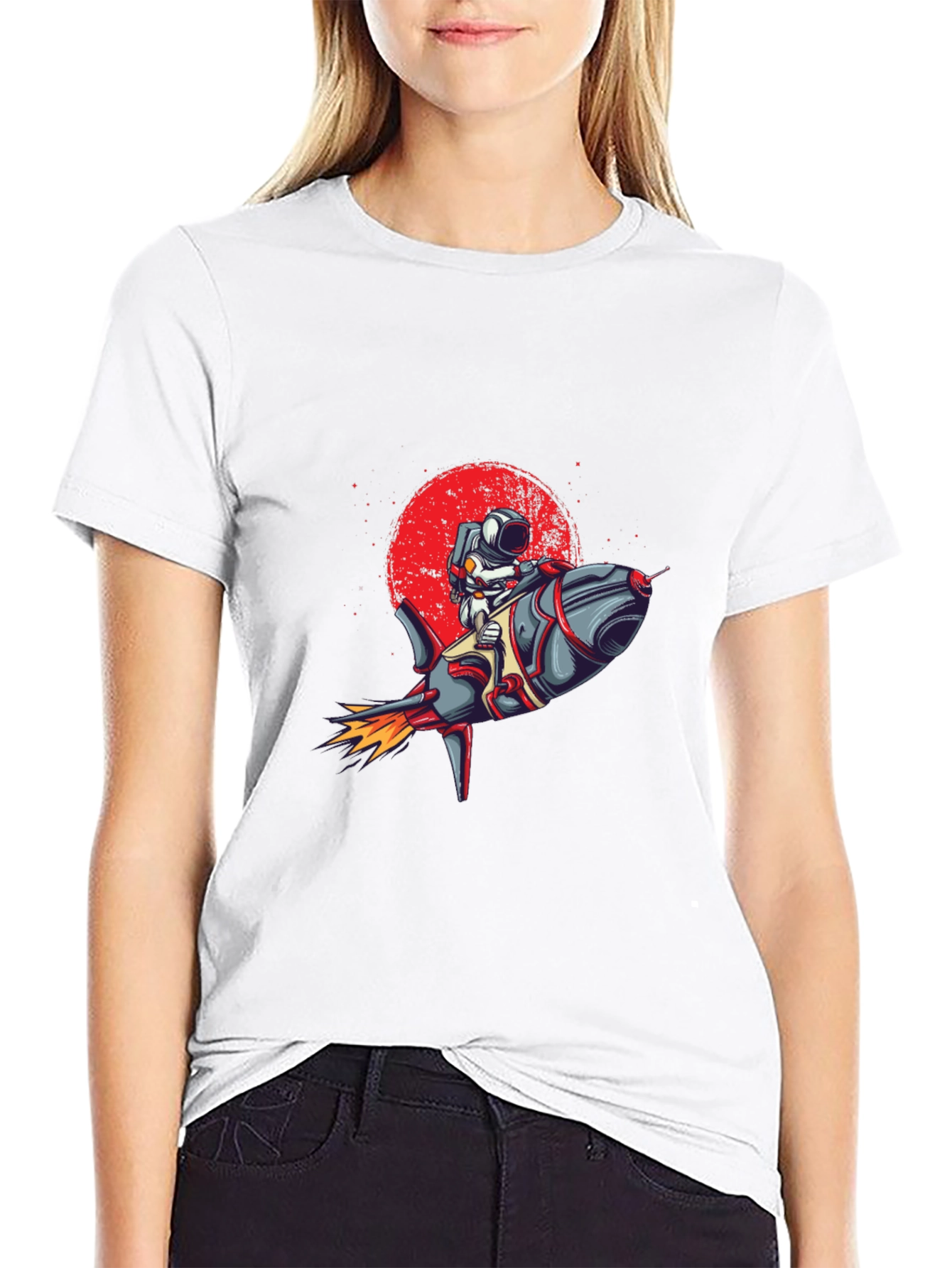Black Astronaut Rocket Graphic Tee - Space Adventure T-Shirt view 9