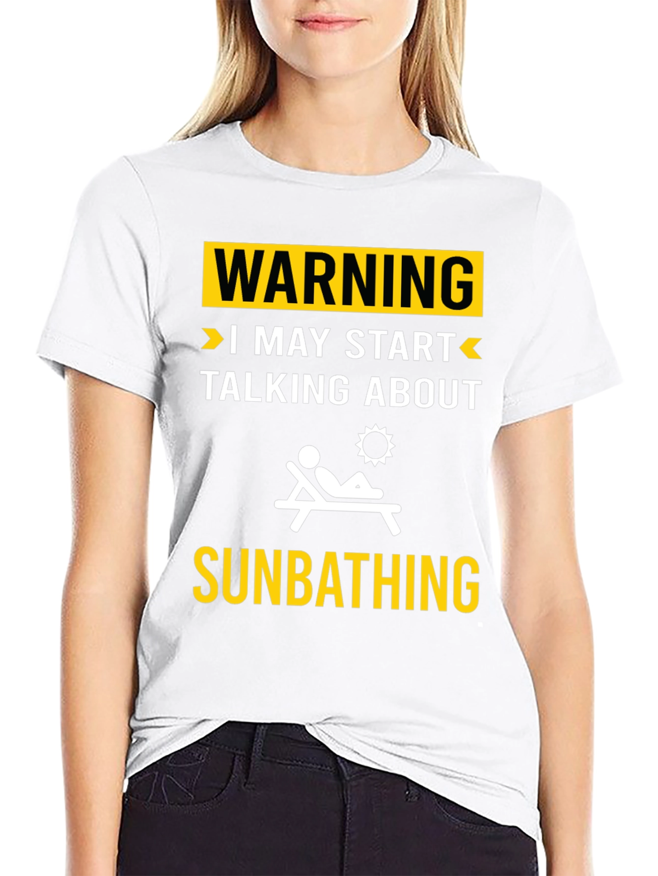 Black Warning: May Start Talking About Sunbathing T-Shirt view 9