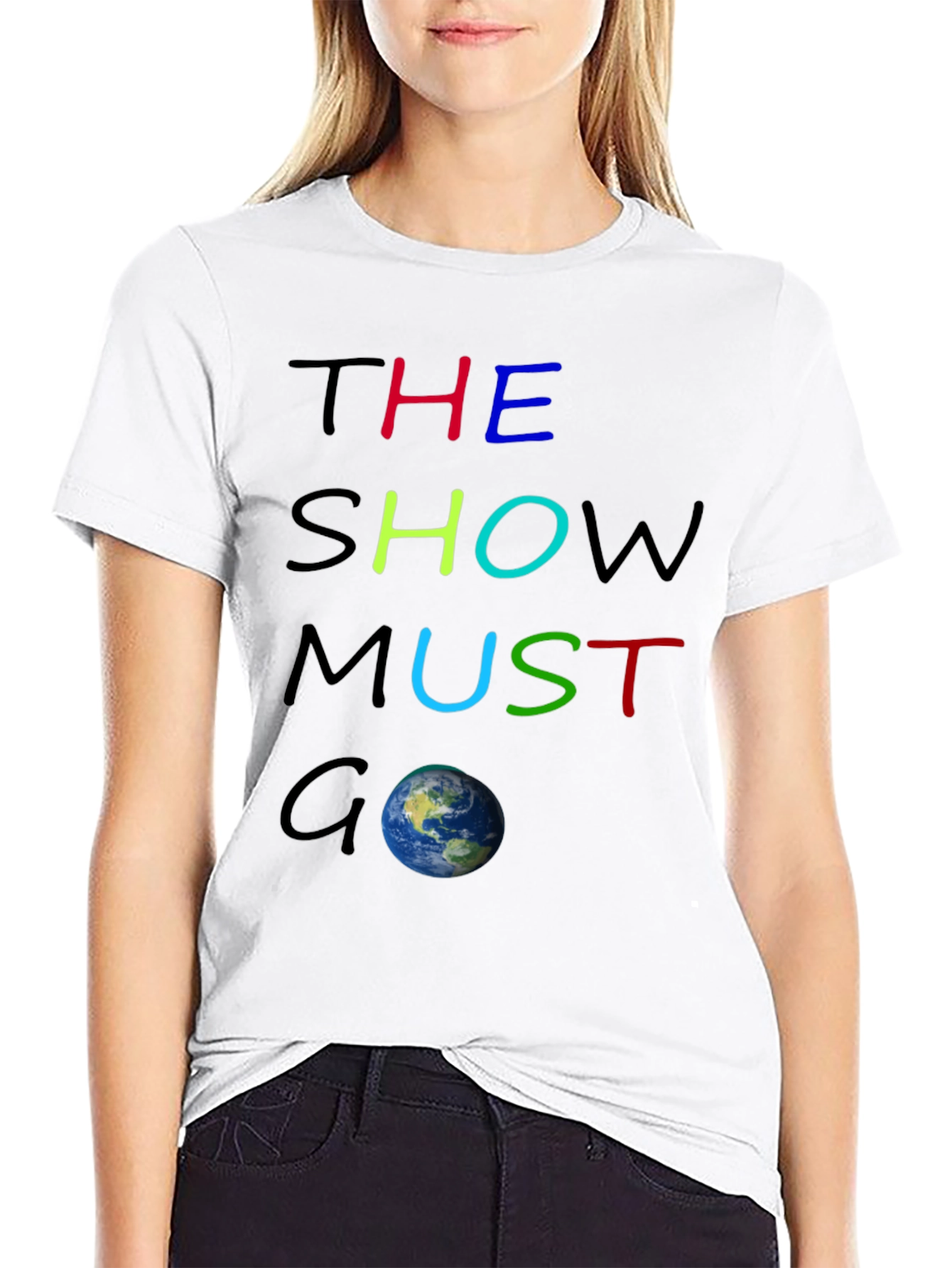 Black The Show Must Go On Graphic Tee view 9