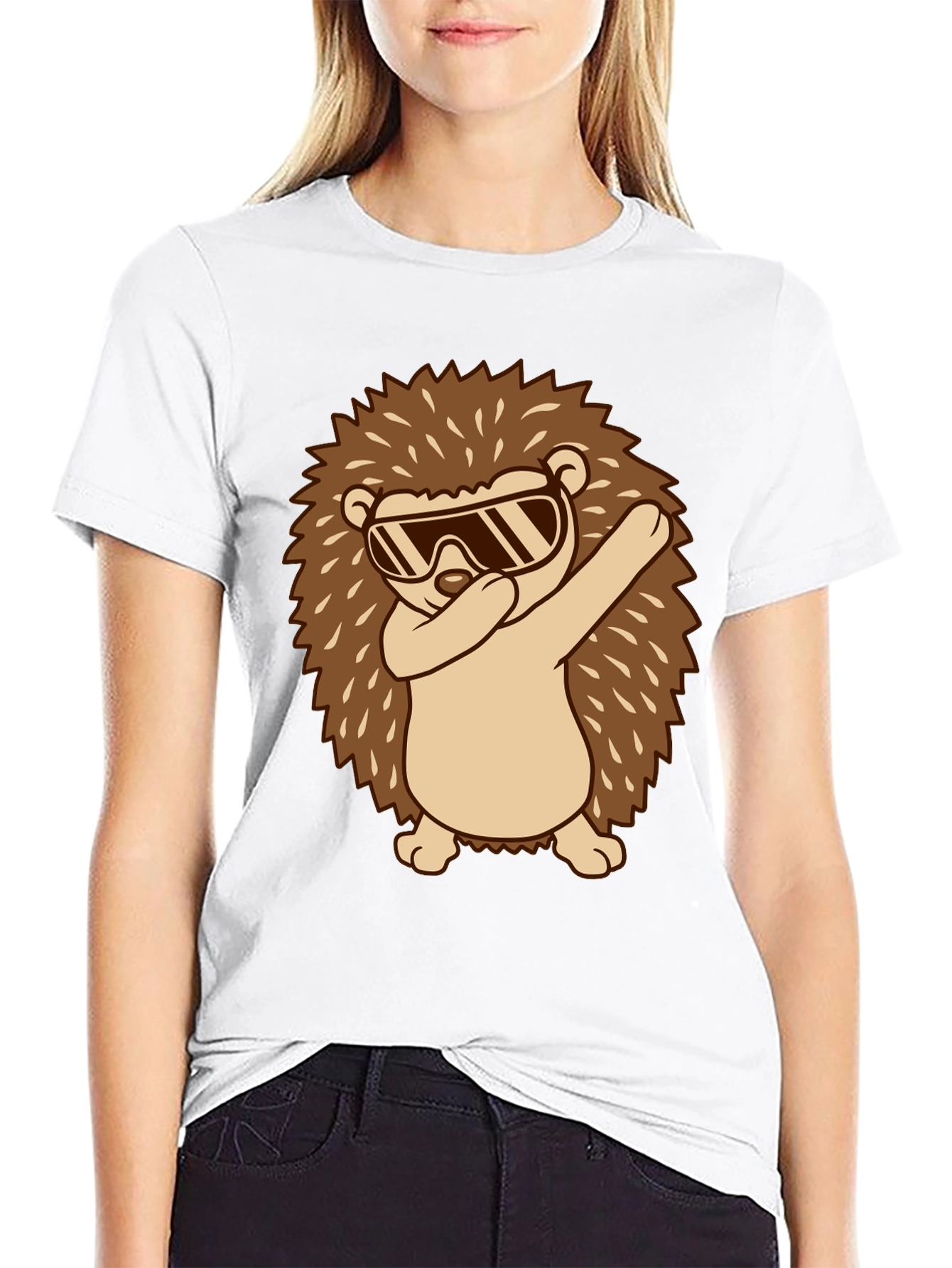 Black Dabbing Hedgehog Graphic Tee - Cool & Fun! view 9