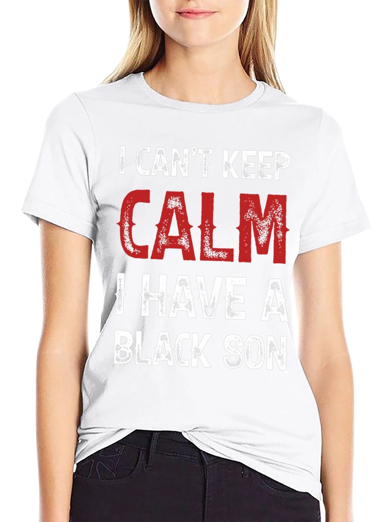Black I Can't Keep Calm, I Have a Black Son T-Shirt view 9