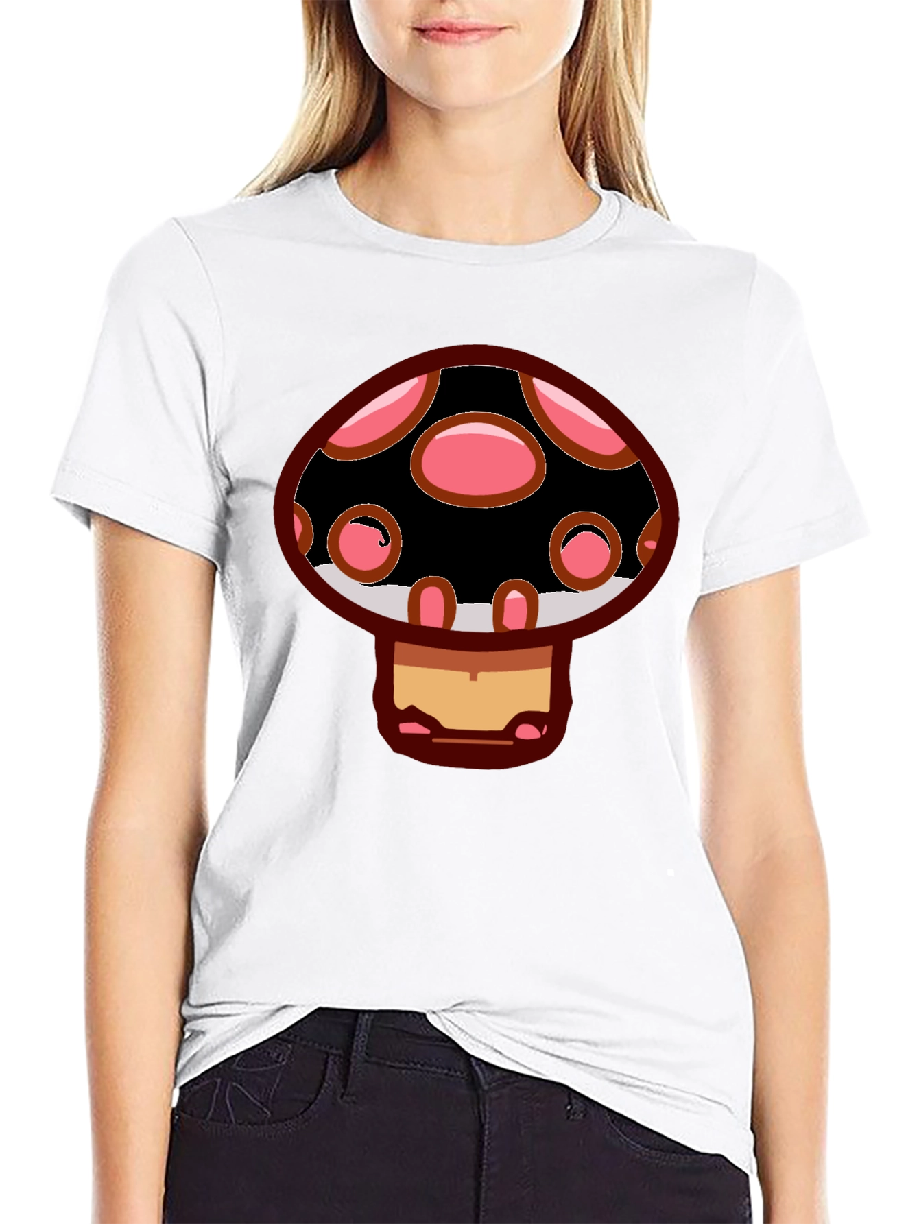 Black Mushroom Graphic Tee - Black Cotton Blend view 9