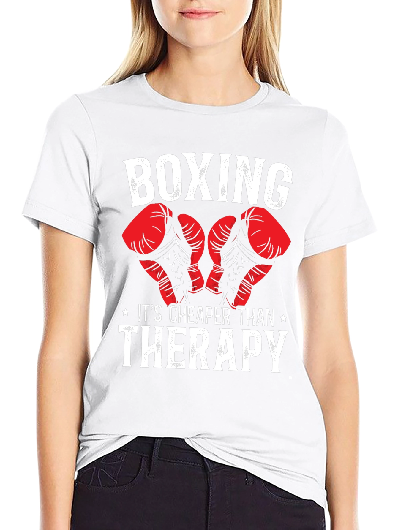 Black Boxing Cheaper Than Therapy Graphic T-Shirt view 9