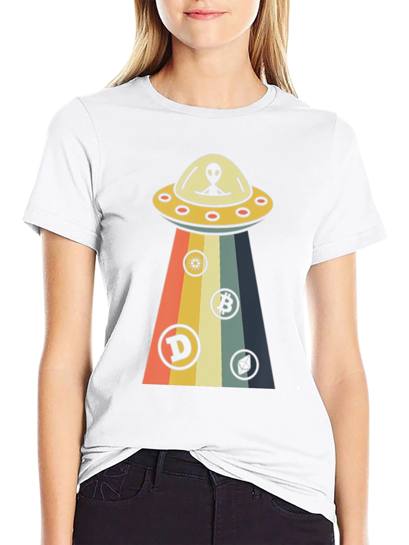 Black Alien UFO Cryptocurrency T-Shirt view 9