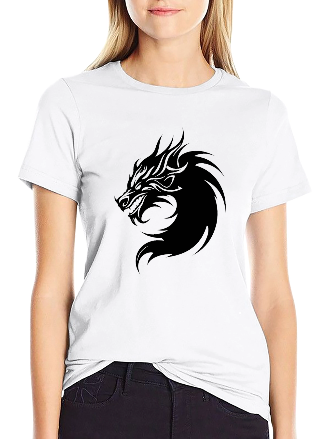 Black Men's Black Dragon Graphic T-Shirt view 9