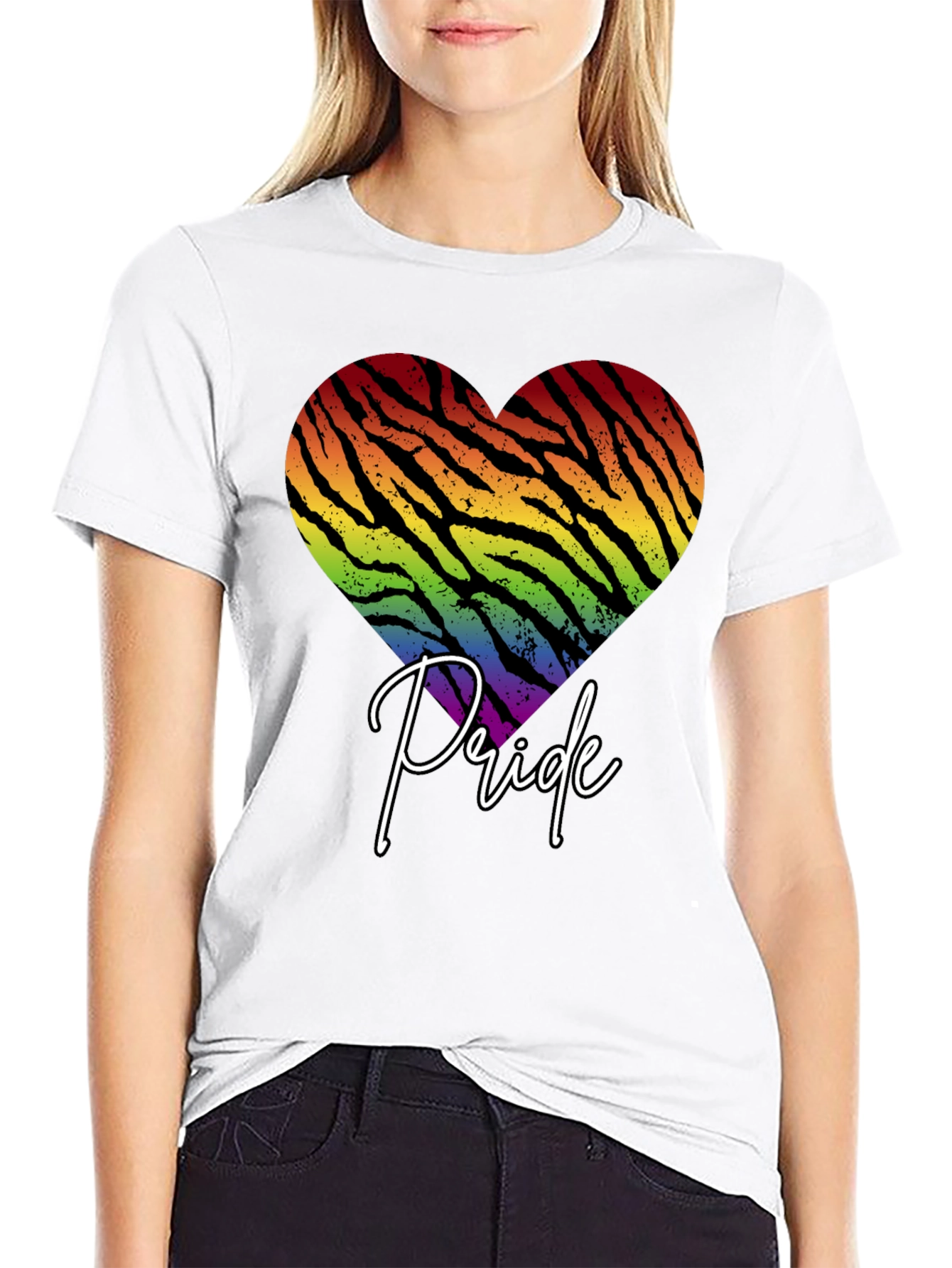 Black Pride Zebra Heart Graphic T-Shirt view 9