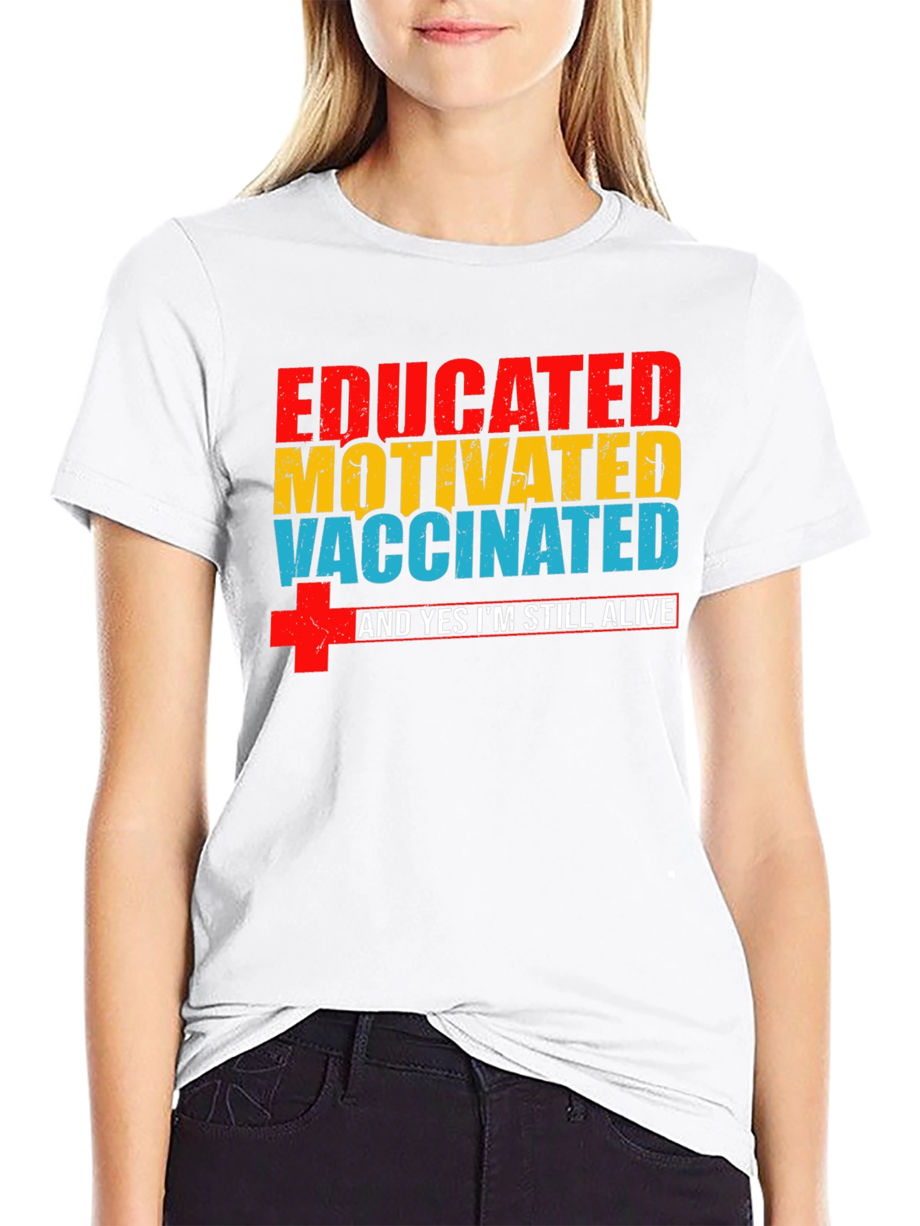 Black Educated Motivated Vaccinated T-Shirt view 9