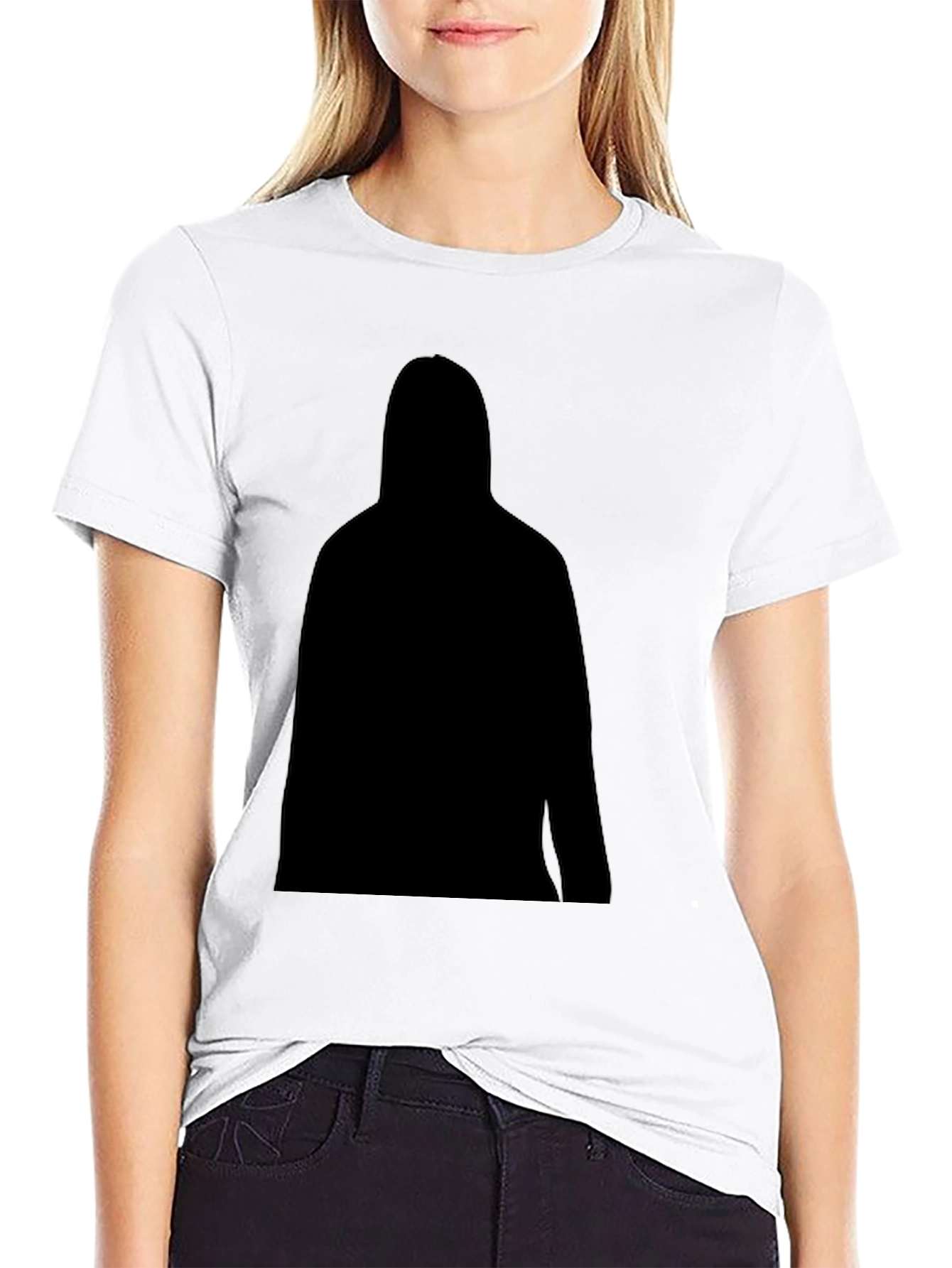 Black Men's Black T-Shirt with Silhouette Graphic view 9