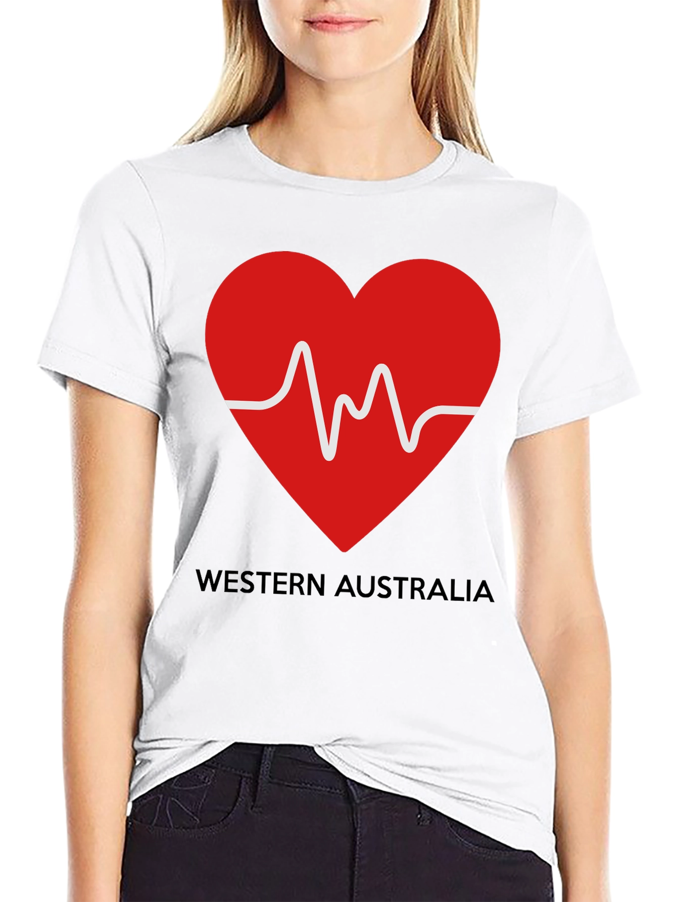 Black Western Australia Heartbeat T-Shirt - Black view 9