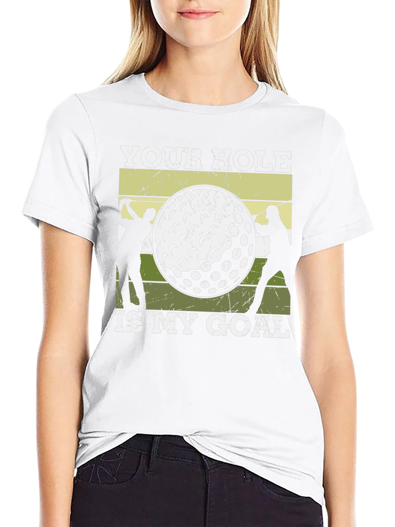 Black Golf Humor Tee: Your Hole Is My Goal Graphic T-Shirt view 9