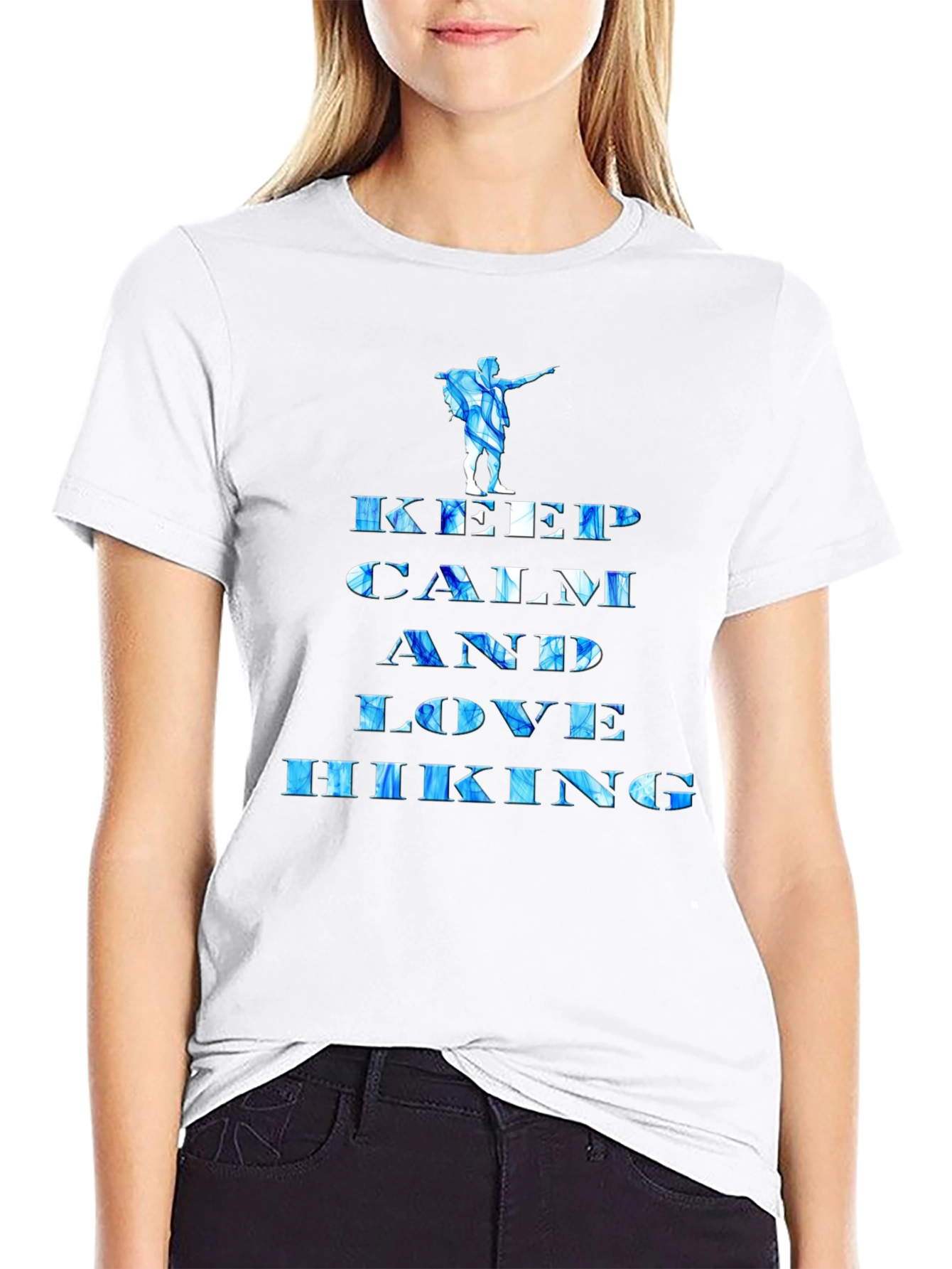 Black Keep Calm and Love Hiking Graphic Tee view 9