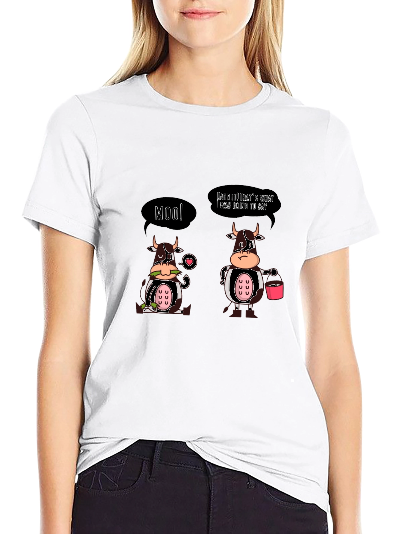 Black Funny Cow Graphic T-Shirt - "Moo!" and More view 9