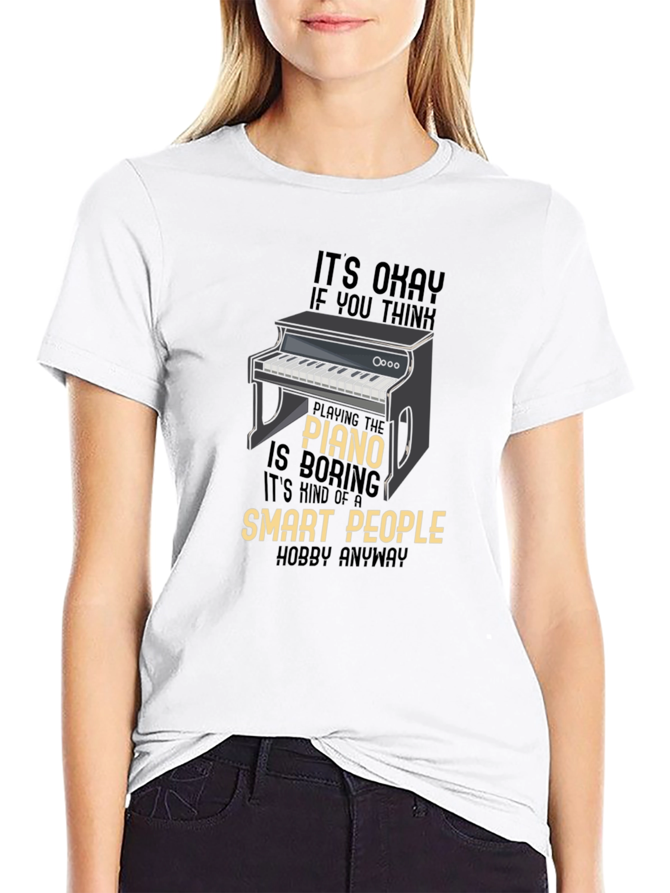 Black Piano Lover Funny T-Shirt - Smart People Hobby view 9
