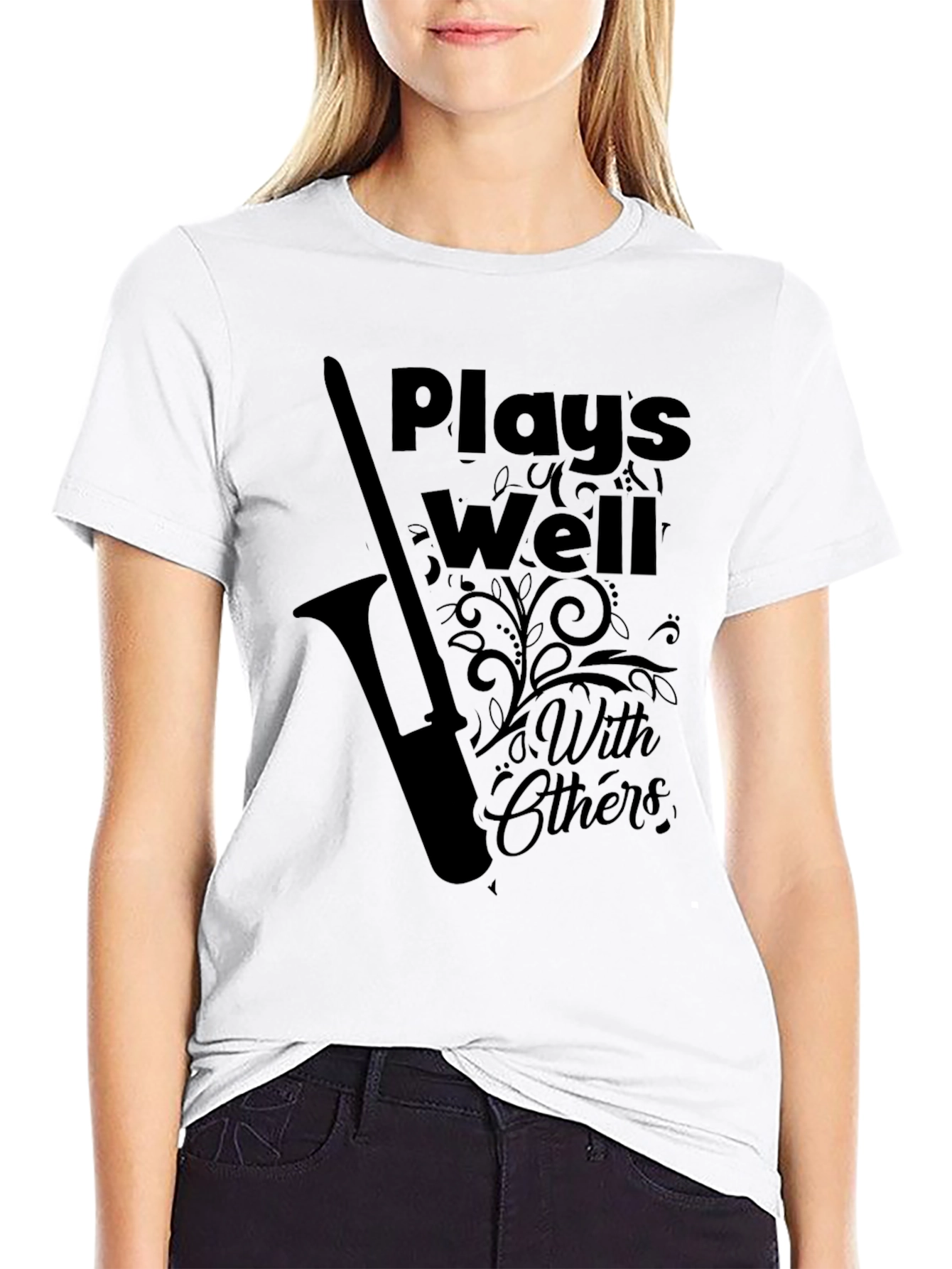 Black Plays Well With Others T-Shirt - Music Lover Tee view 9