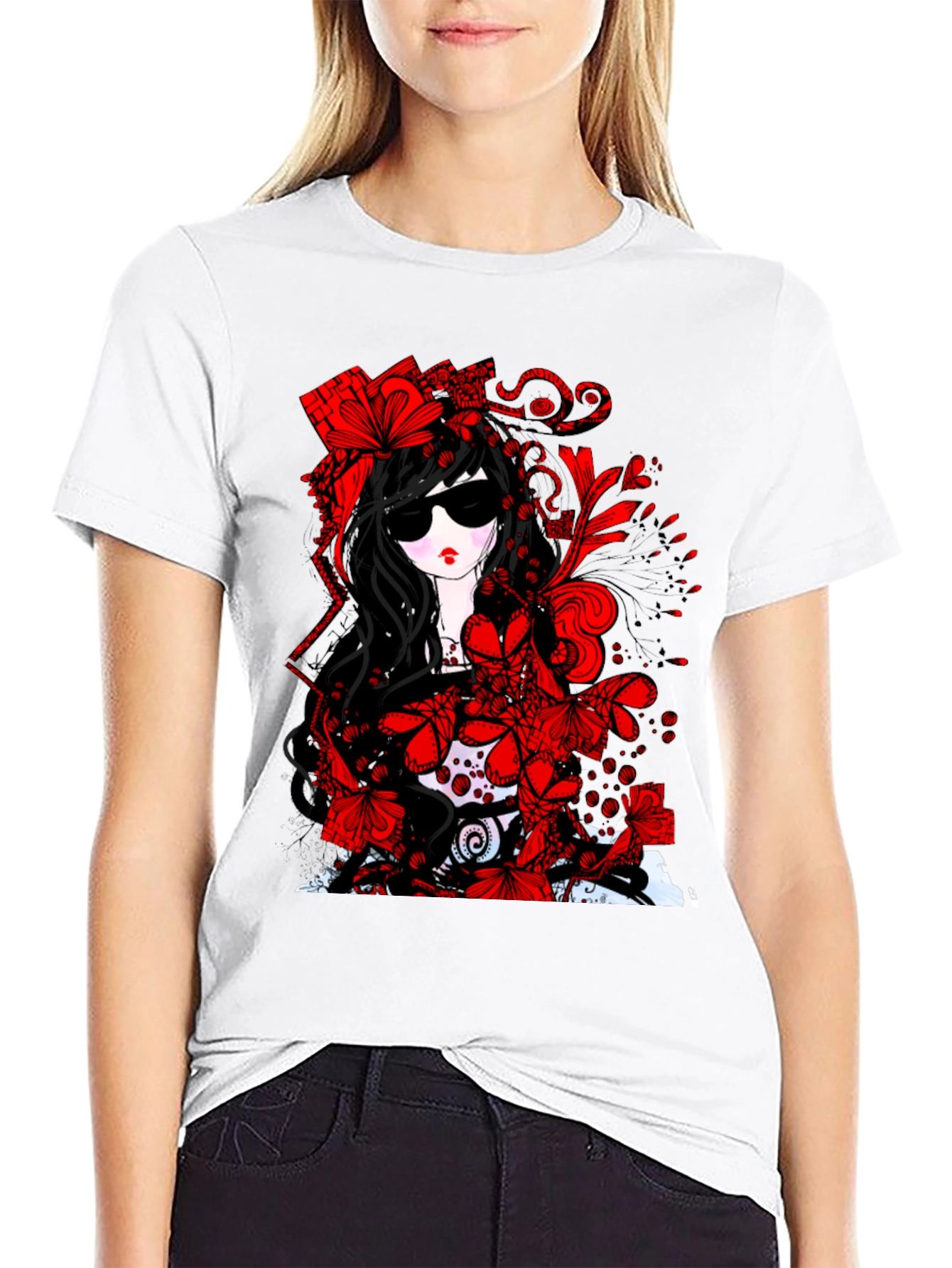 Black Gothic Floral T-Shirt - Dark & Stylish view 9