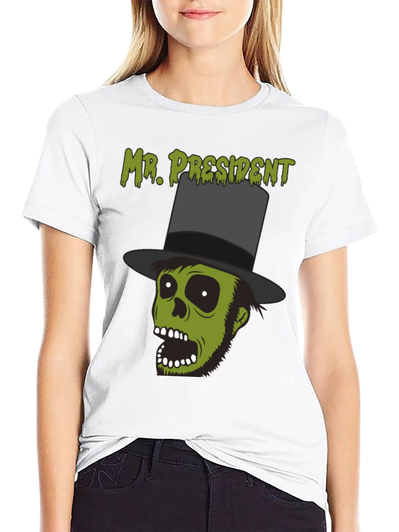 Black Mr. President Zombie Graphic T-Shirt - Halloween Style view 9