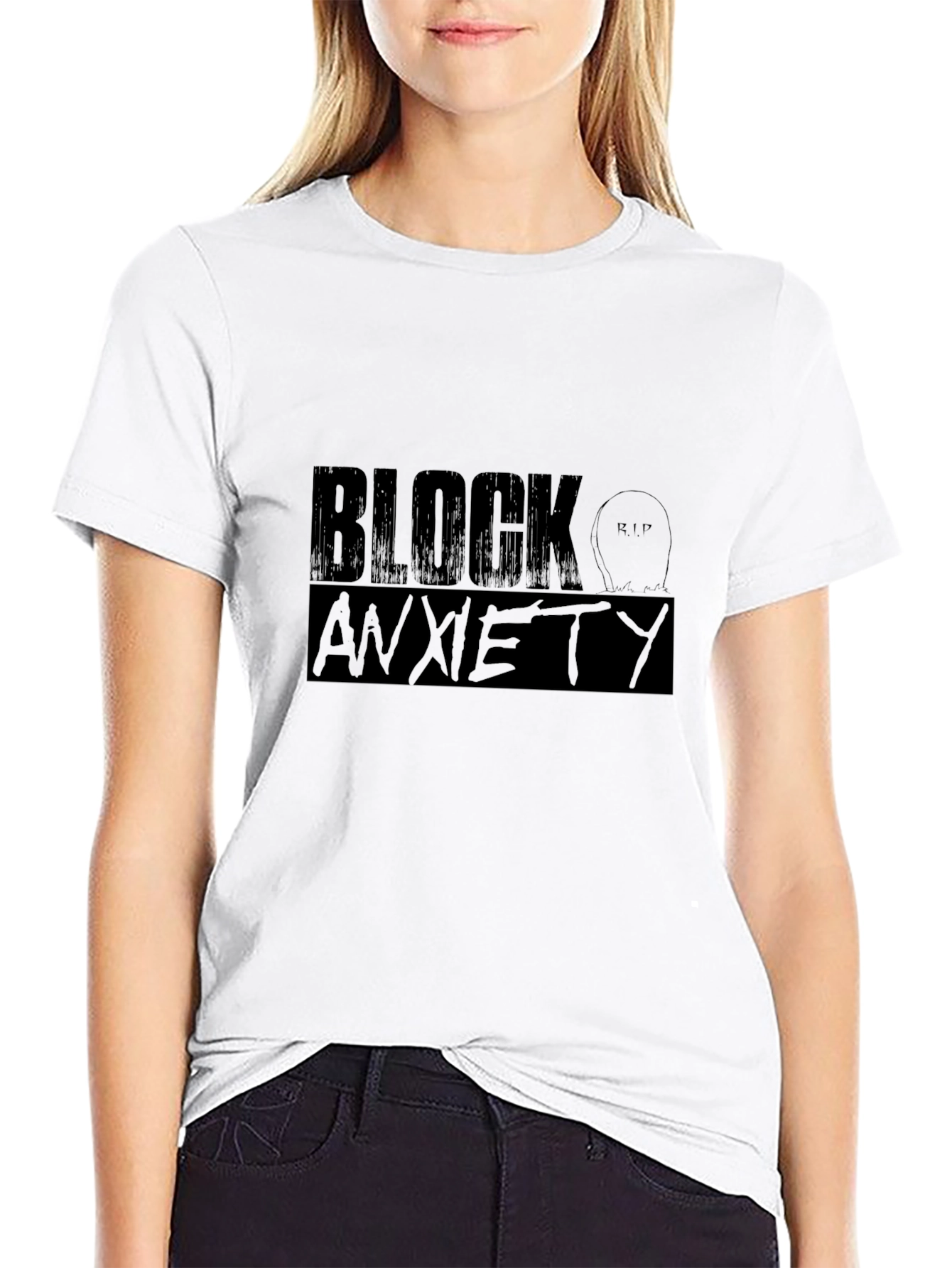 Black Block Anxiety Black Graphic Tee - RIP Anxiety view 9