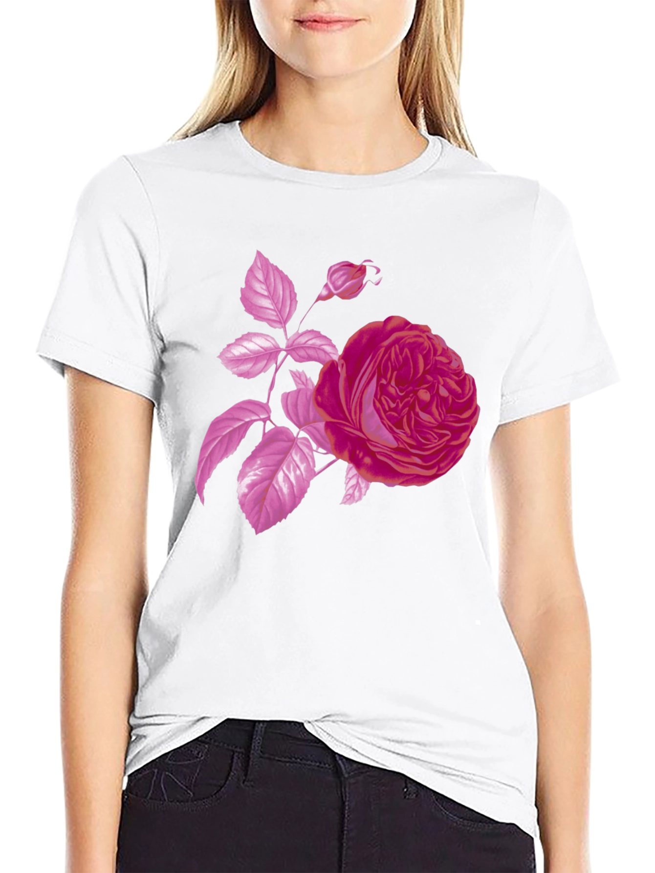 Black Rose Graphic Black T-Shirt - Stylish Floral Design view 9