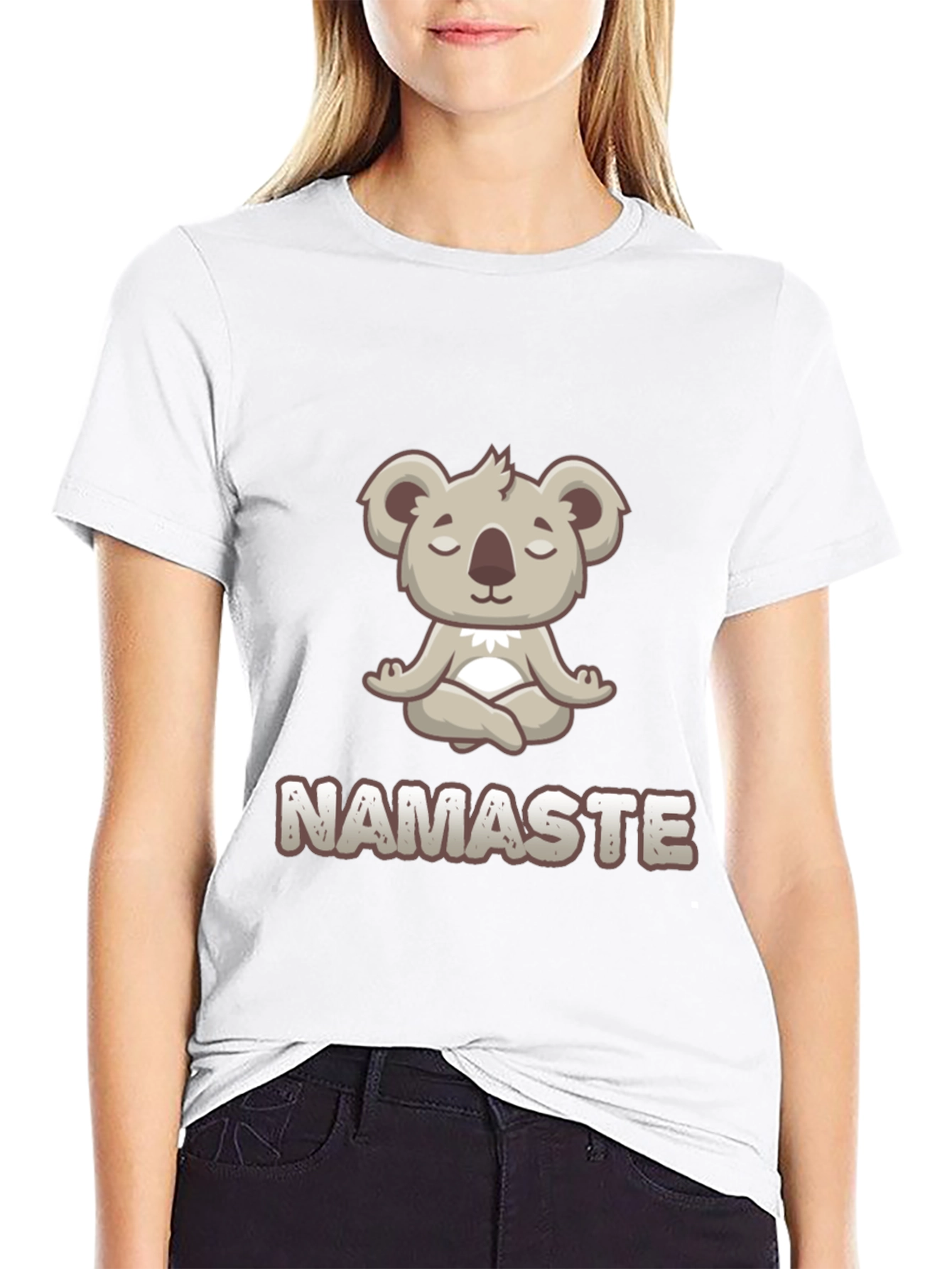 Black Namaste Koala Bear Meditation T-Shirt view 9