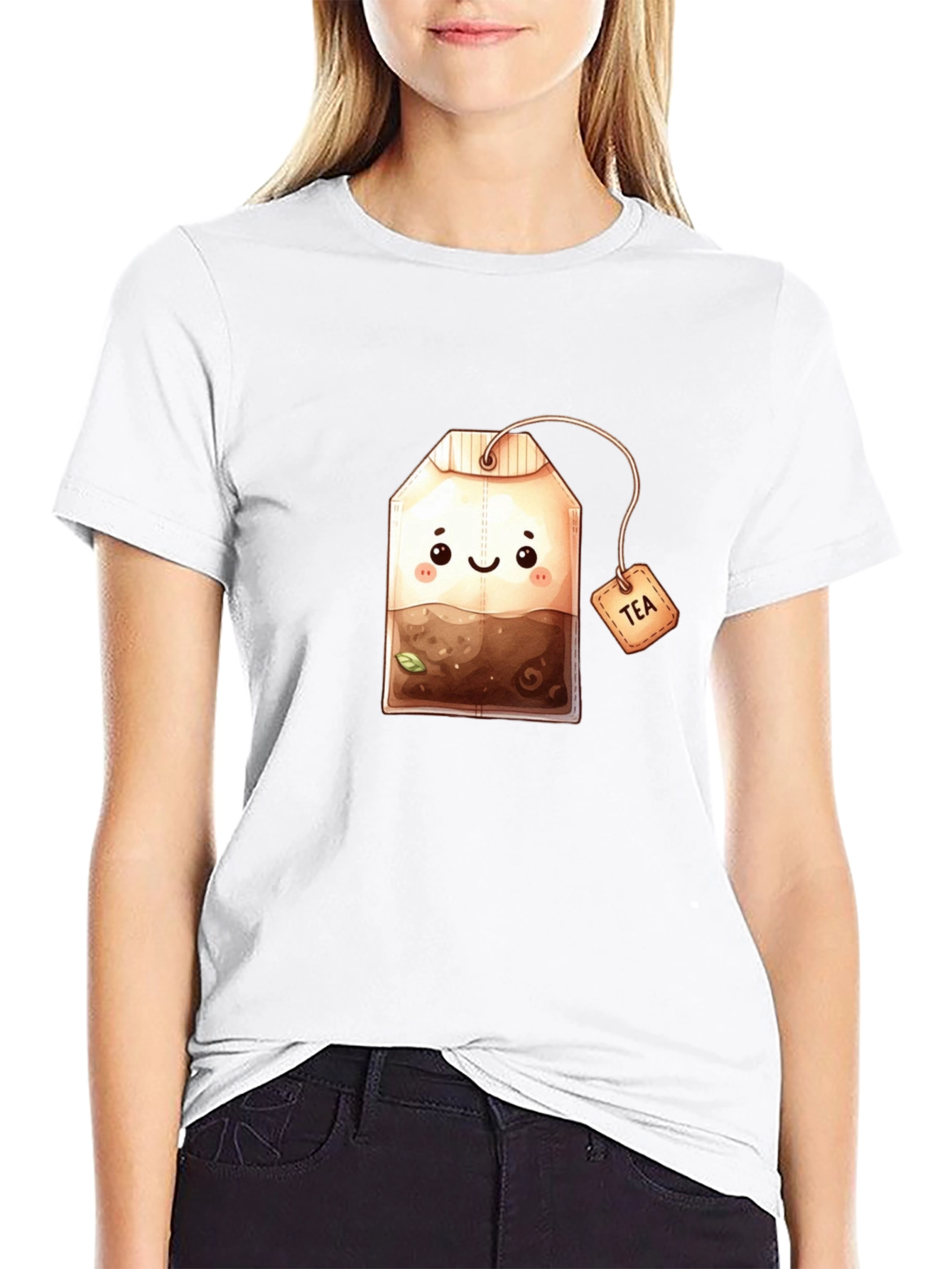 Black Cute Tea Bag Graphic Tee view 9