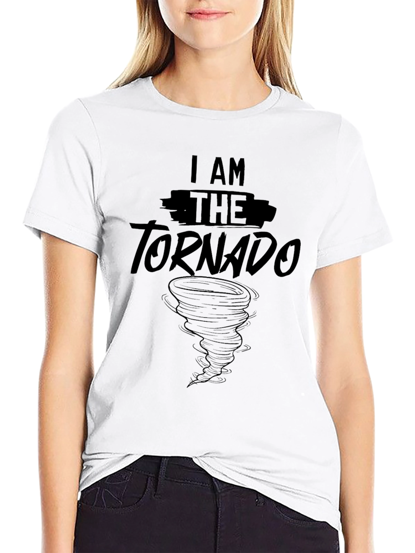 Black I Am The Tornado Graphic Tee - Black Cotton T-Shirt view 9
