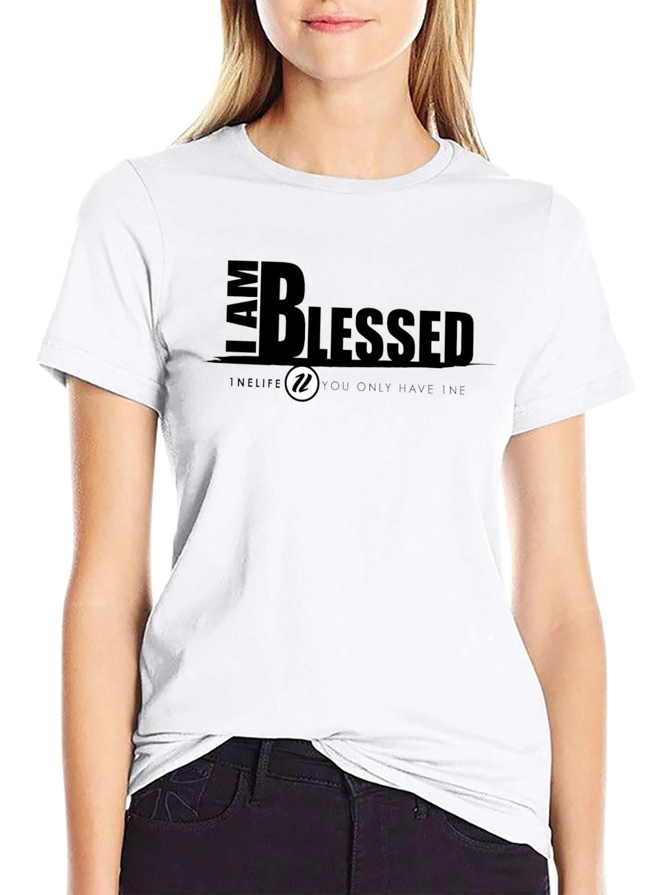 Black I AM BLESSED Graphic T-Shirt view 9