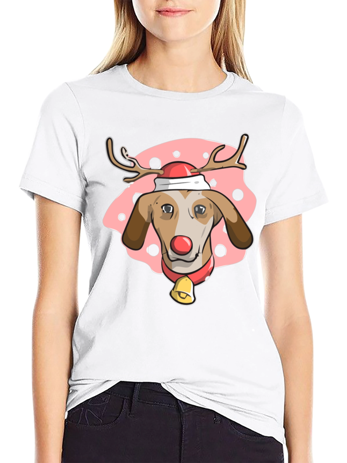 Black Festive Dog Reindeer T-Shirt - Holiday Cheer! view 9