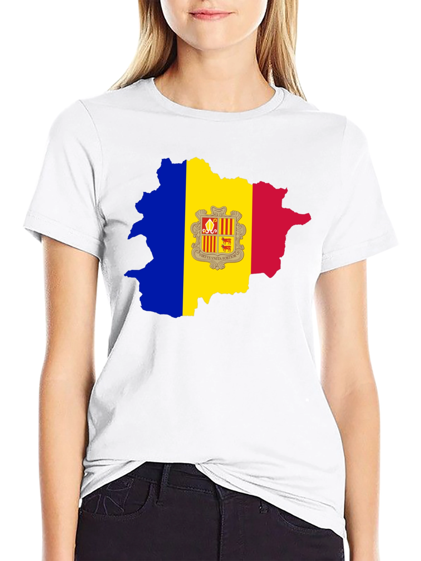 Black Andorra Flag Map Graphic Tee - Black Cotton Blend view 9