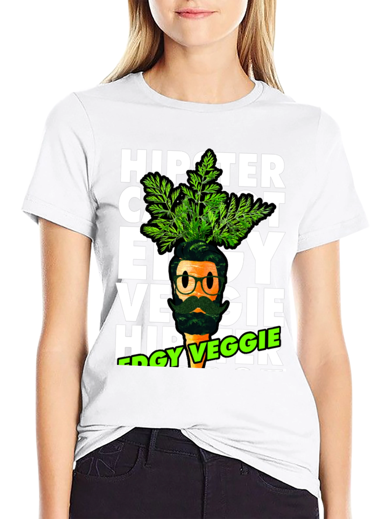 Black Edgy Veggie Hipster T-Shirt view 9