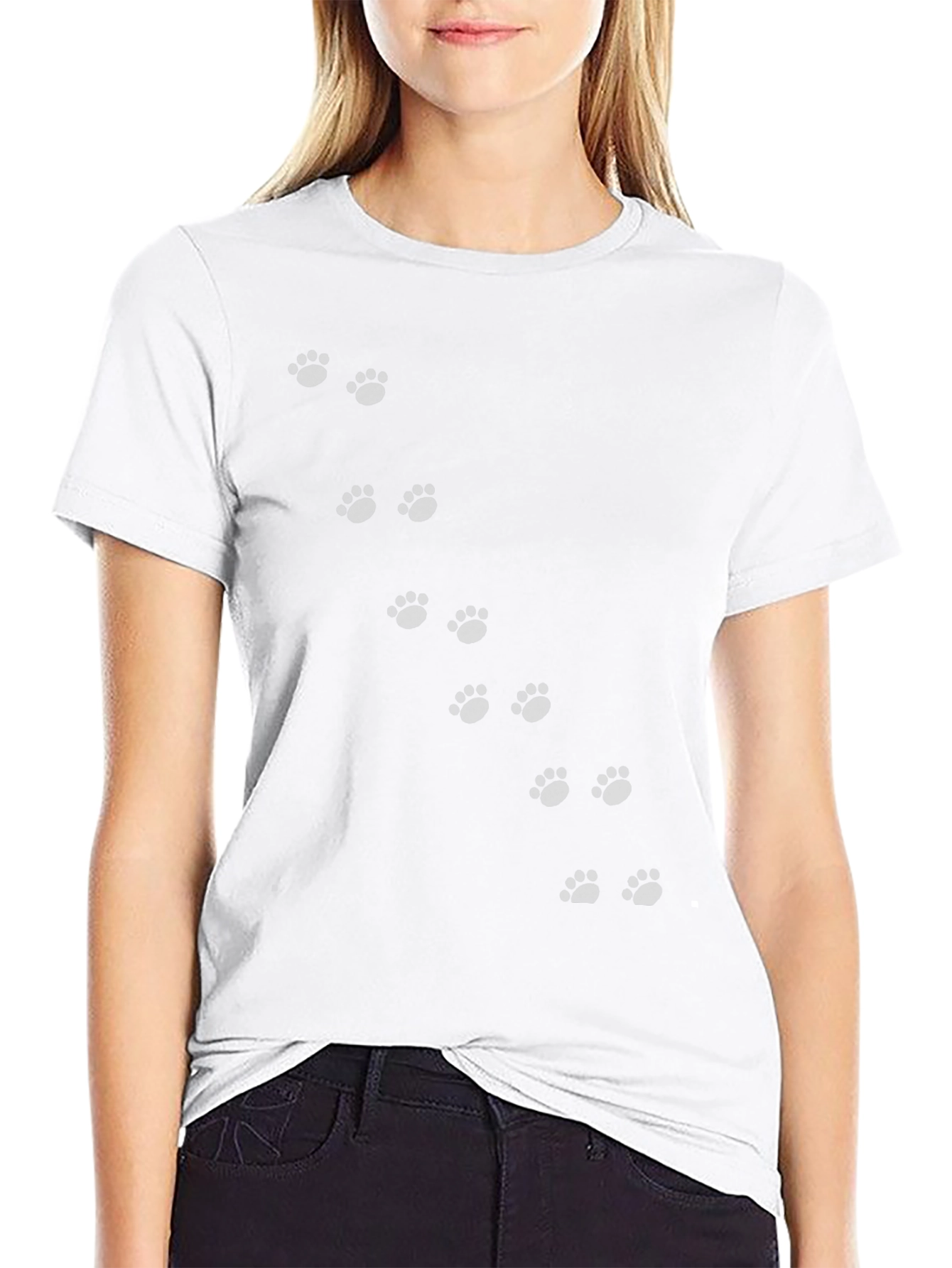 Black Paw Print Crew Neck T-Shirt - 9