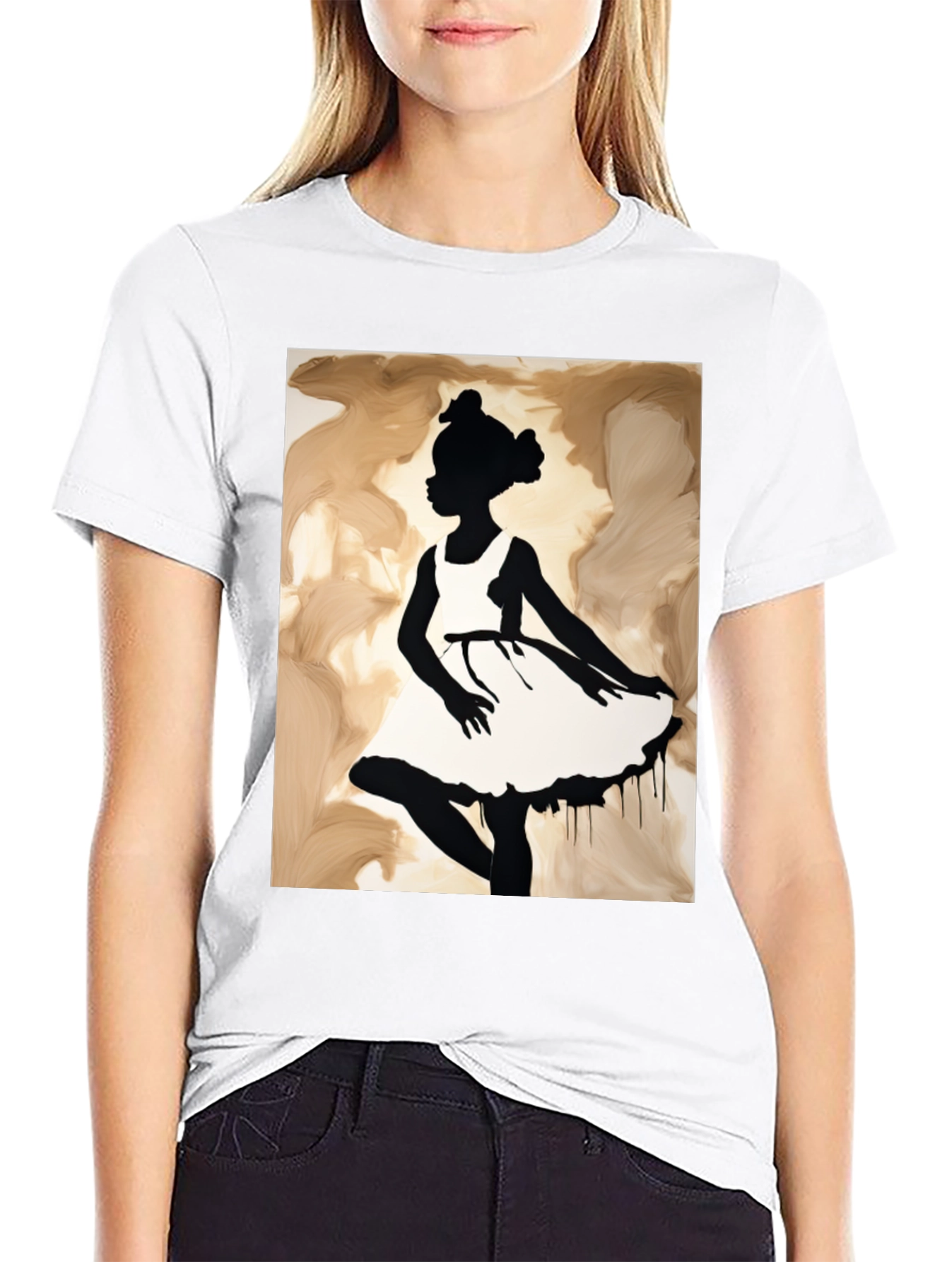 Black Silhouette Girl Graphic Tee - Black view 9