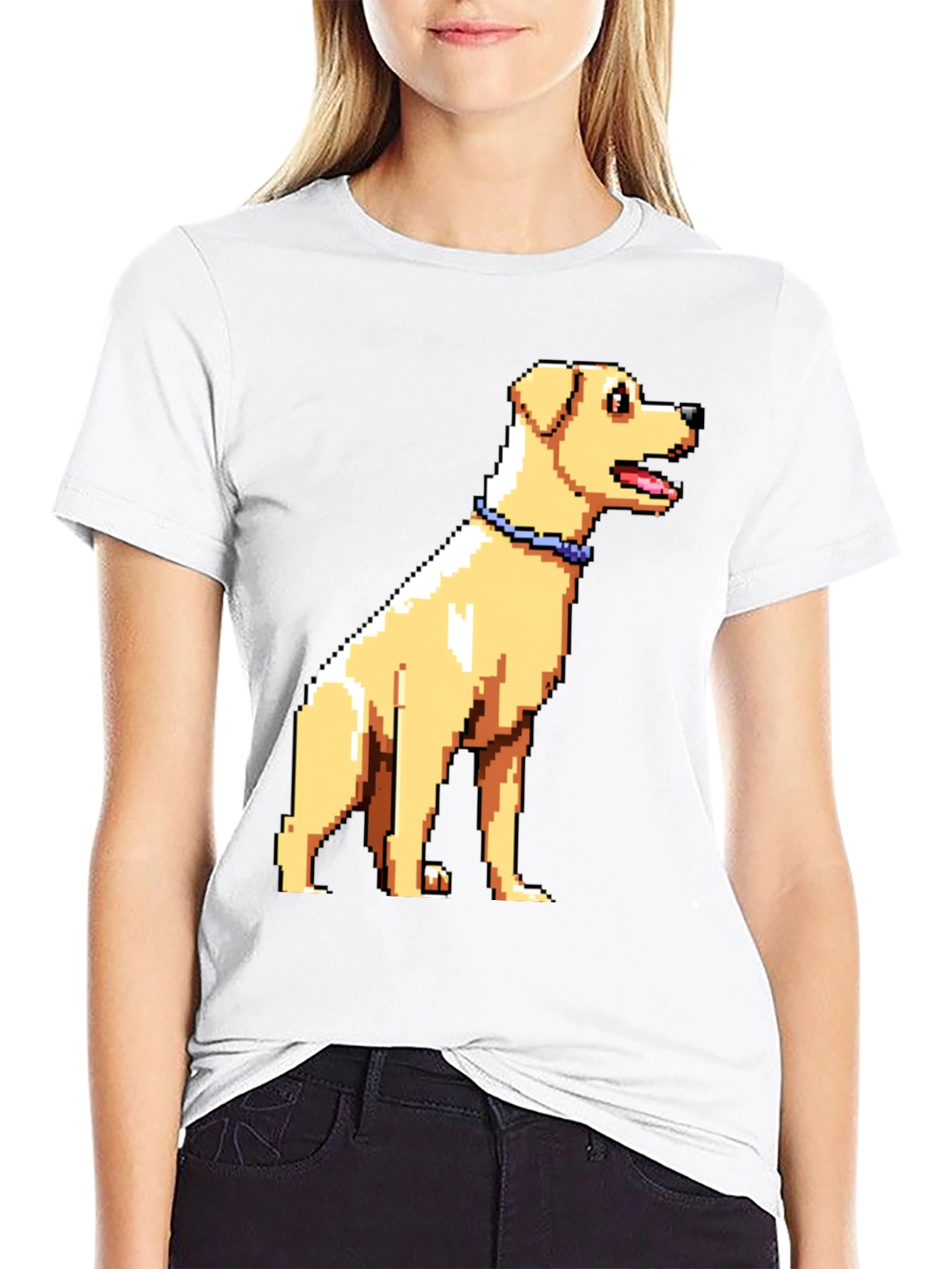 Black Pixel Art Dog Graphic T-Shirt view 9