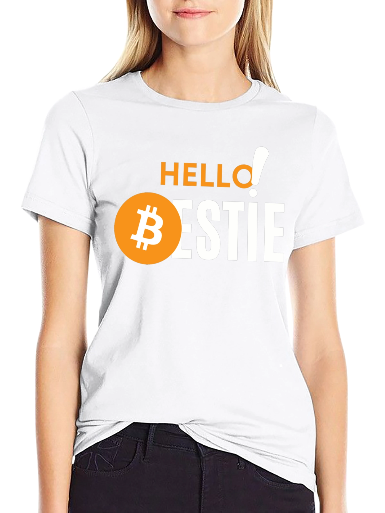 Black Hello Bestie Bitcoin Graphic Tee - Crypto Lover Gift view 9
