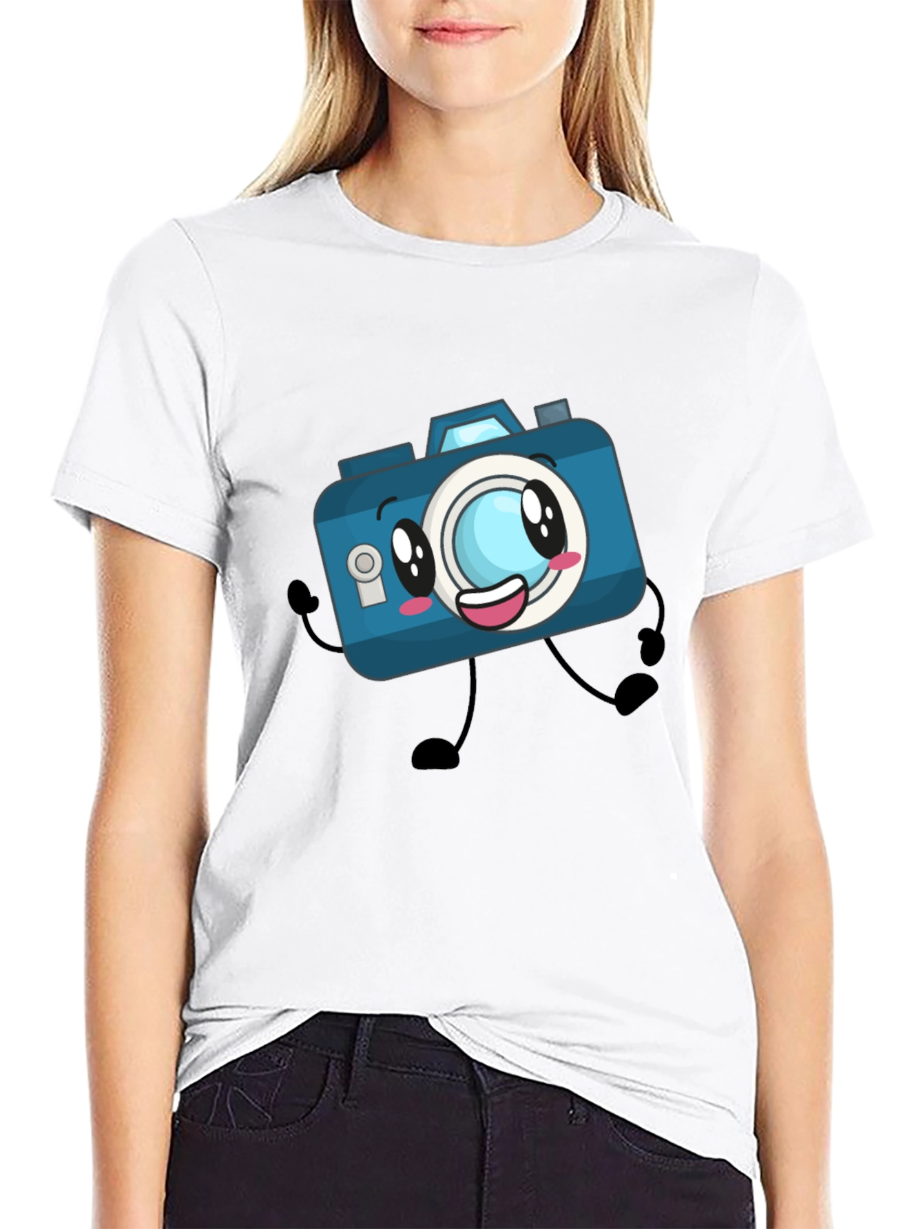 Black Cartoon Camera Black T-Shirt view 9