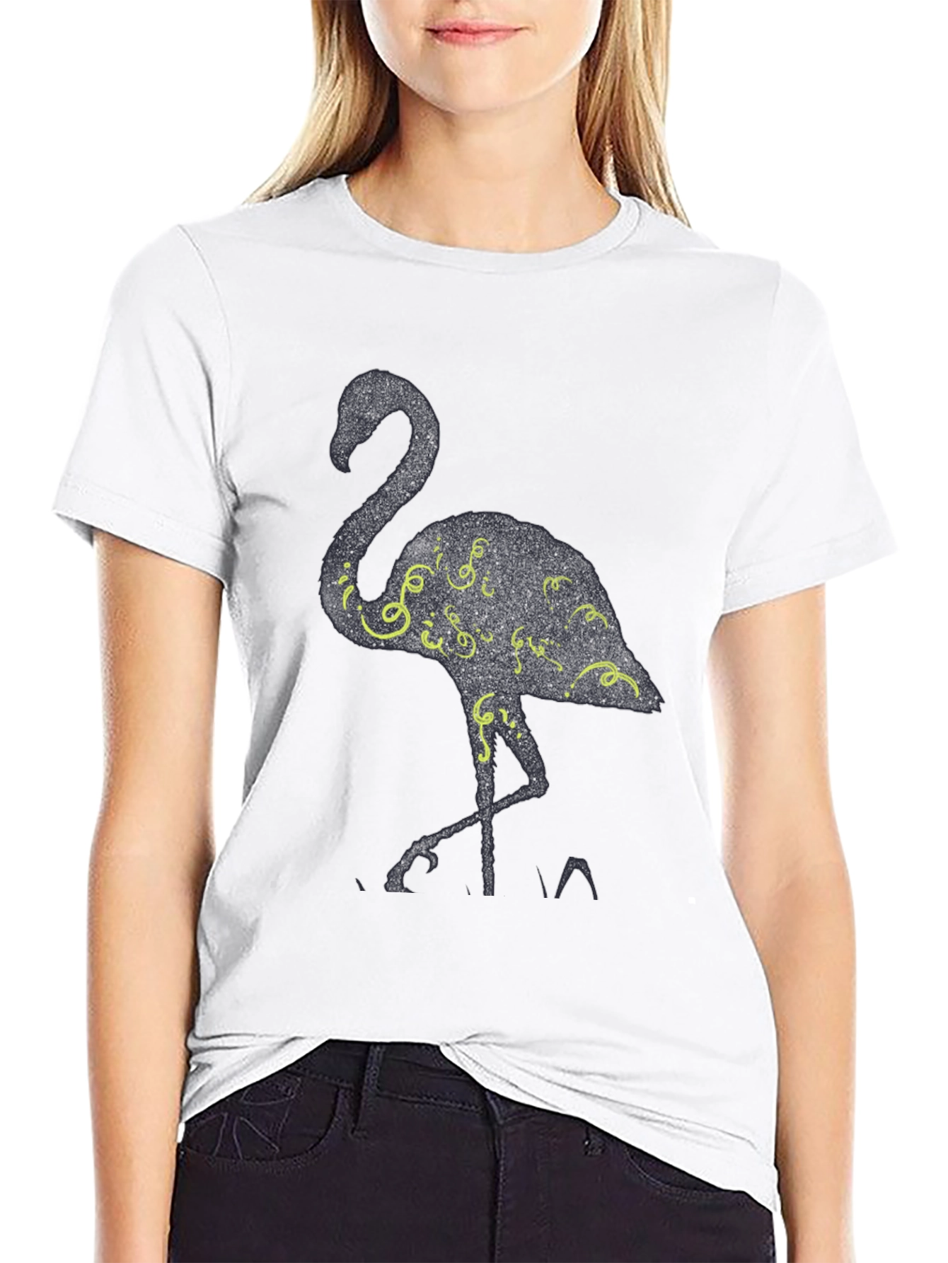 Black Flamingo Graphic Tee - Black Cotton Blend T-Shirt view 9