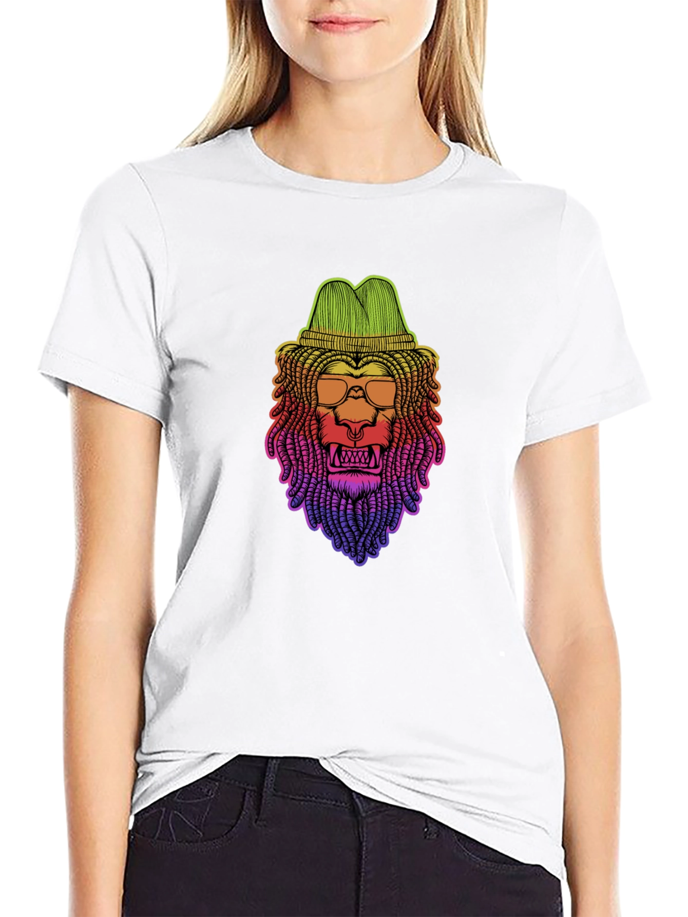 Black Rasta Lion Graphic Tee - Cool Reggae Style view 9